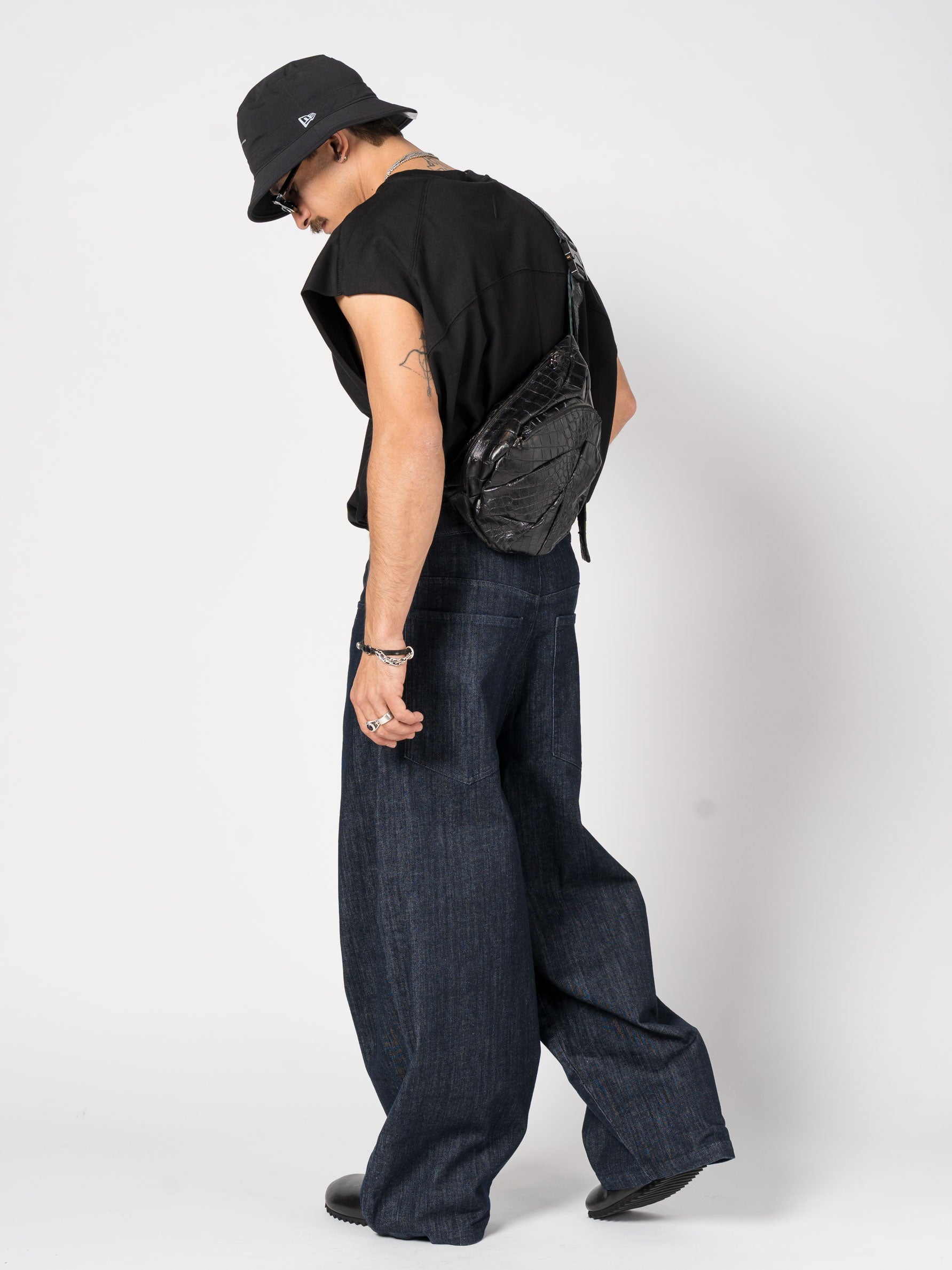 Wide-Leg Denim Trousers