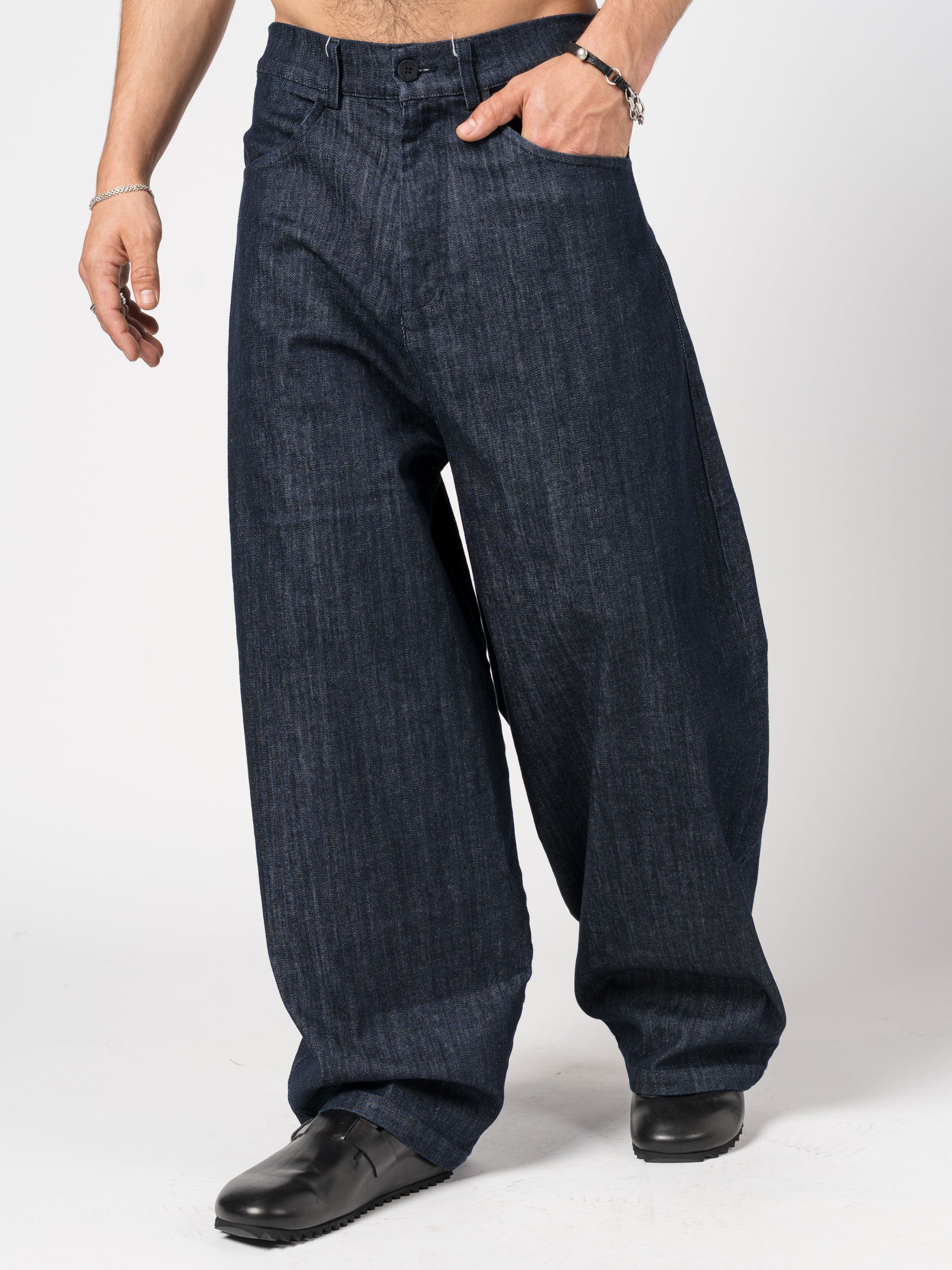 Wide-Leg Denim Trousers