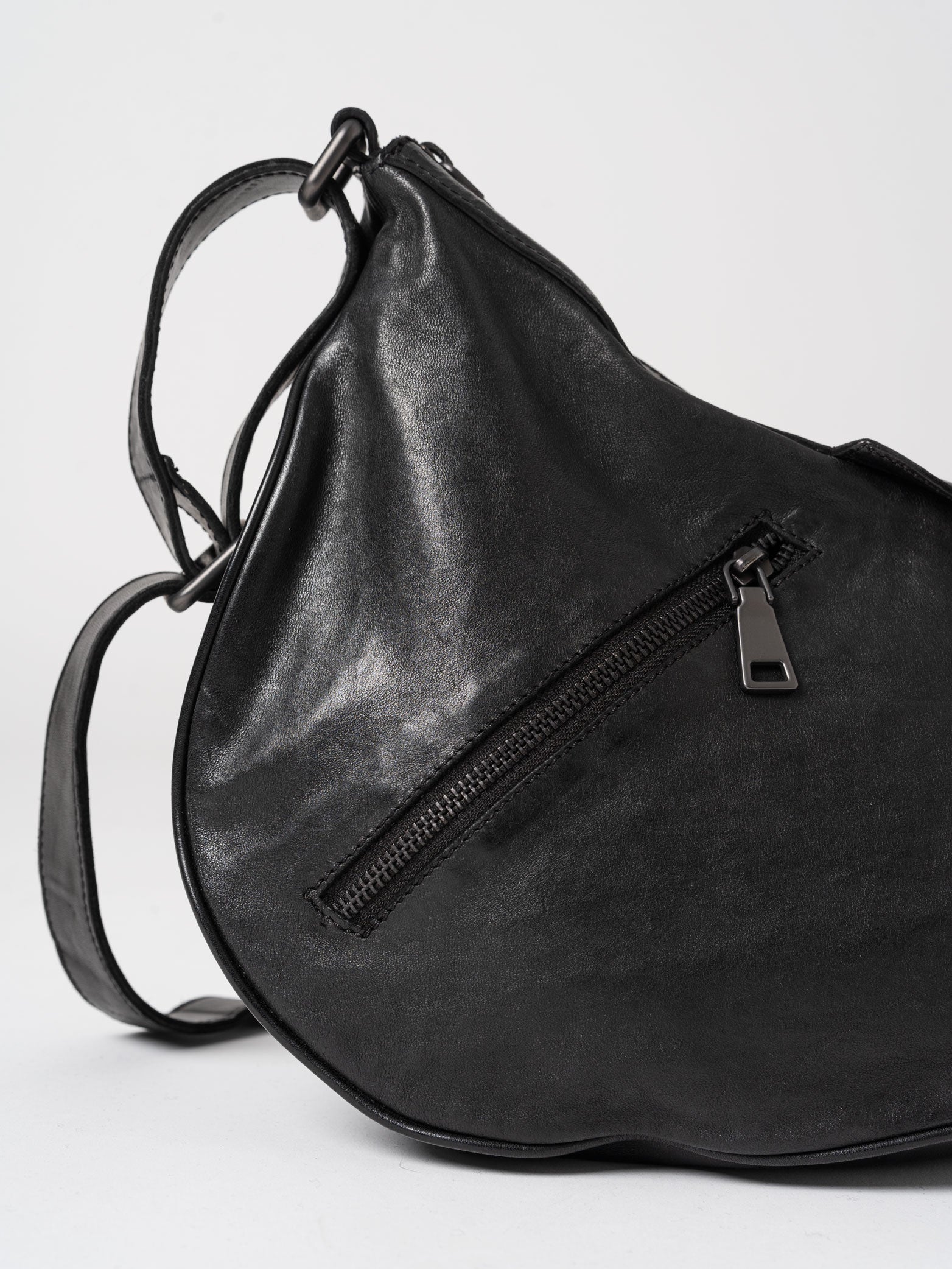 Asymmetrical Leather Sling Bag