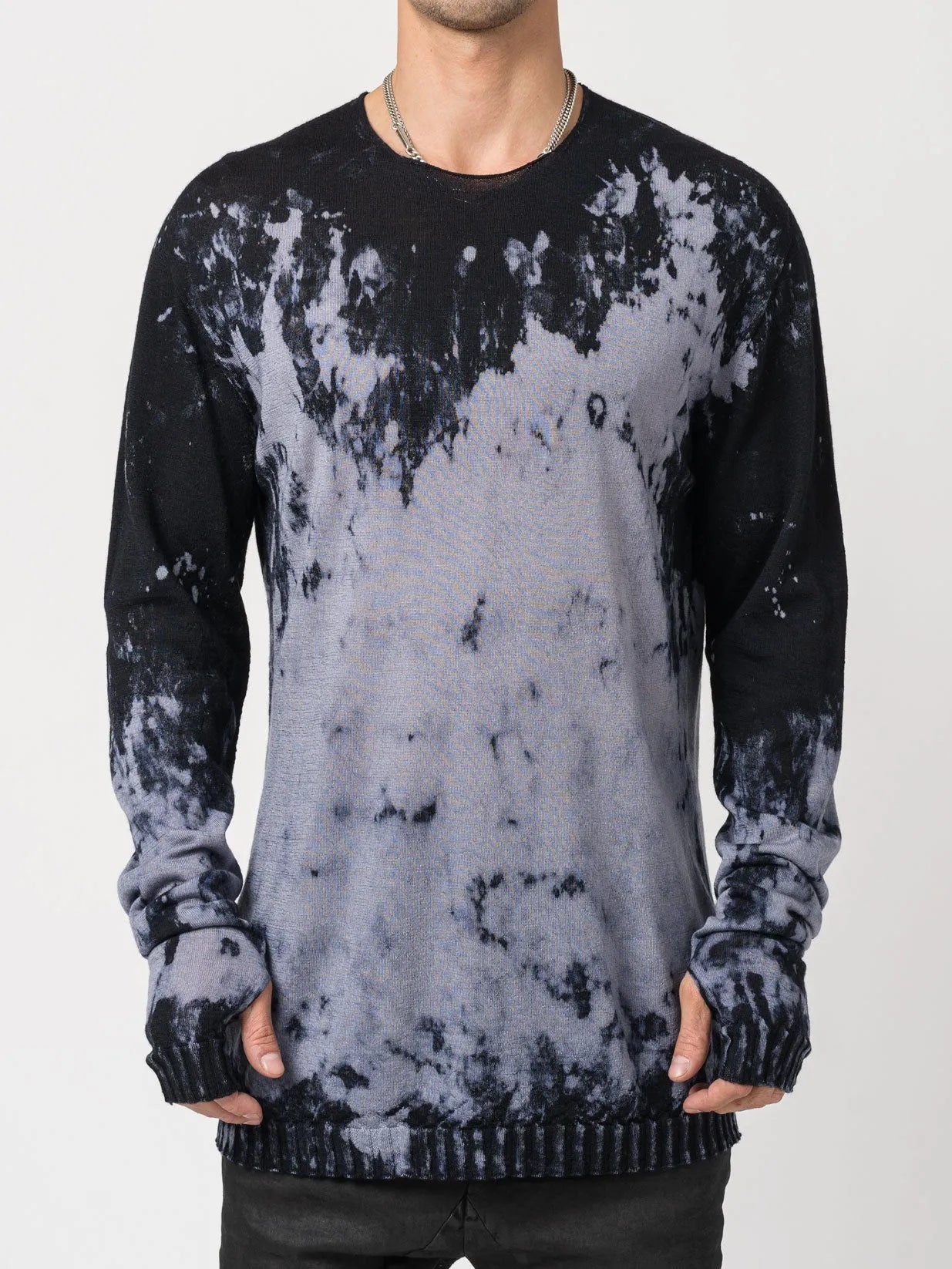 Brush Effect Thin Wool Sweater