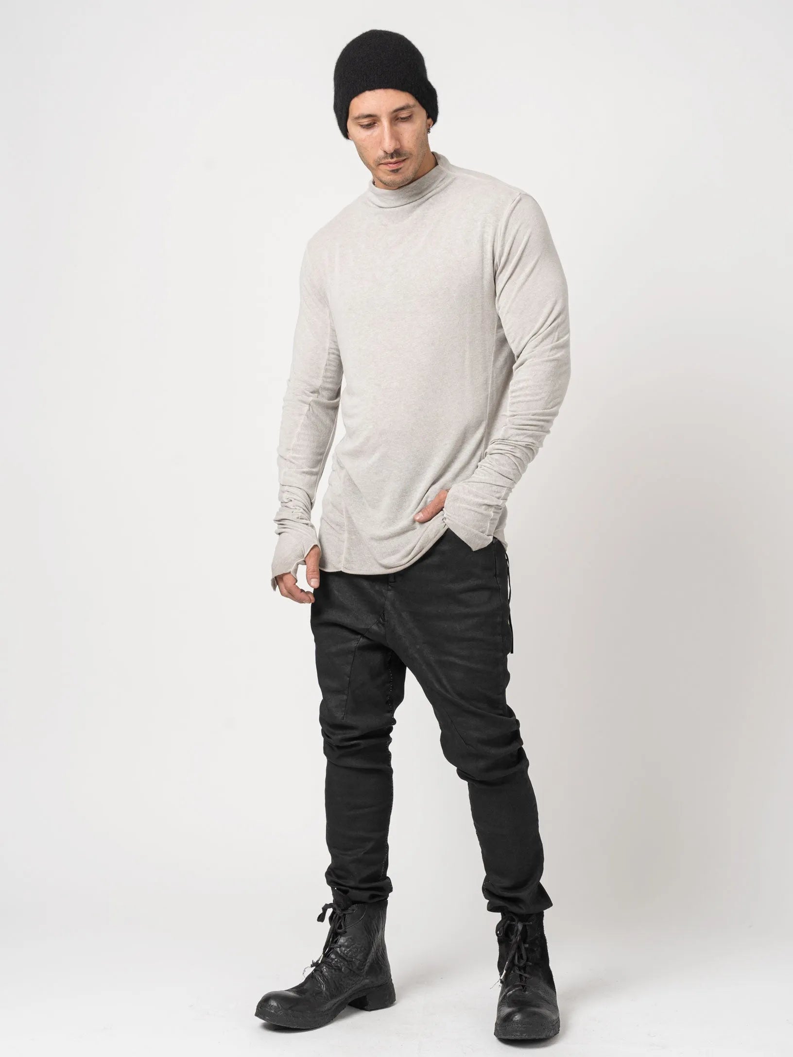 High-Neck Modal-Cashmere Blend T-Shirt