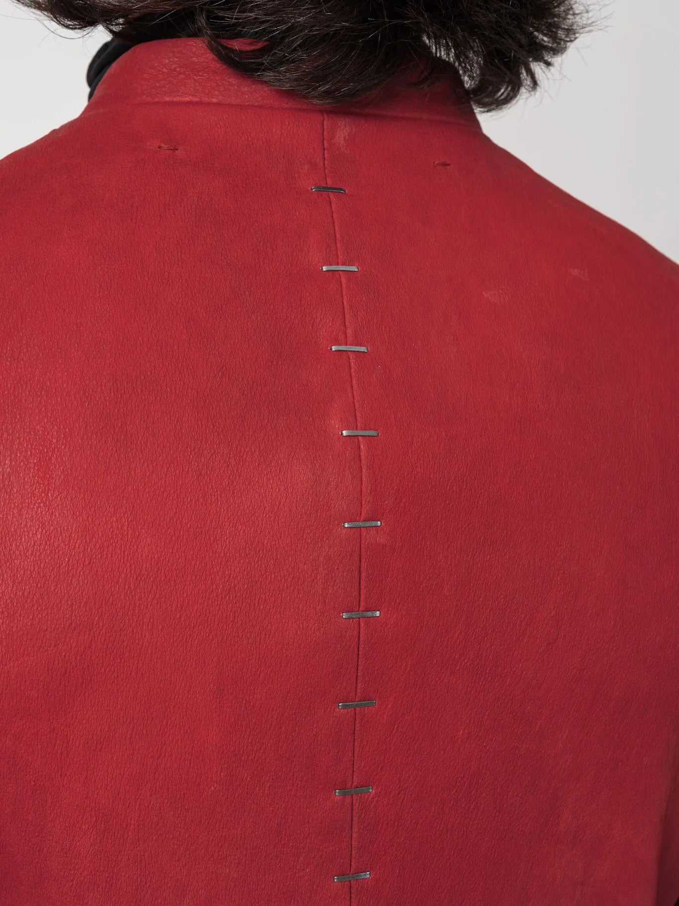 Red Textured Leather Jacket