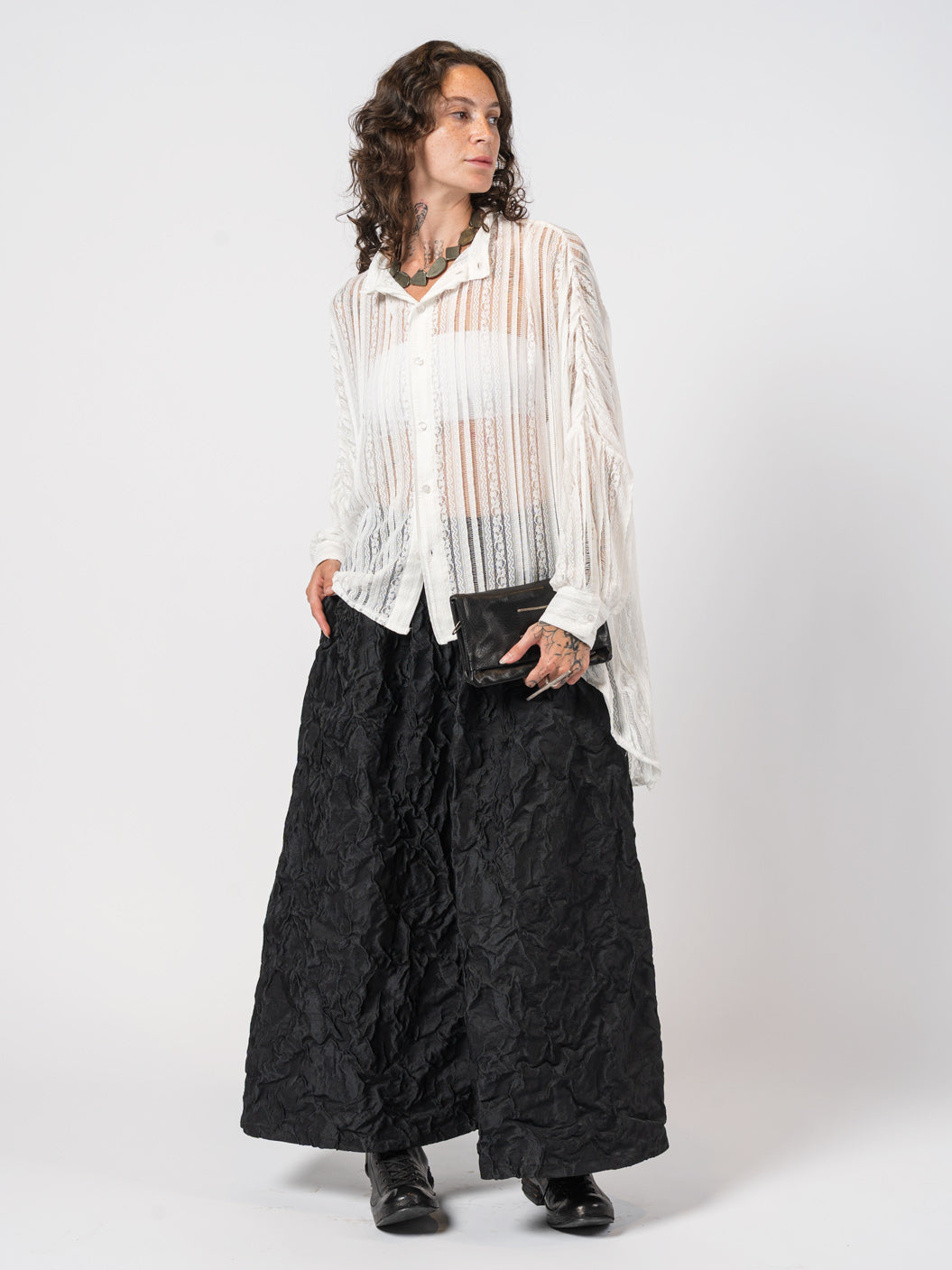 Lace Button-Up Shirt