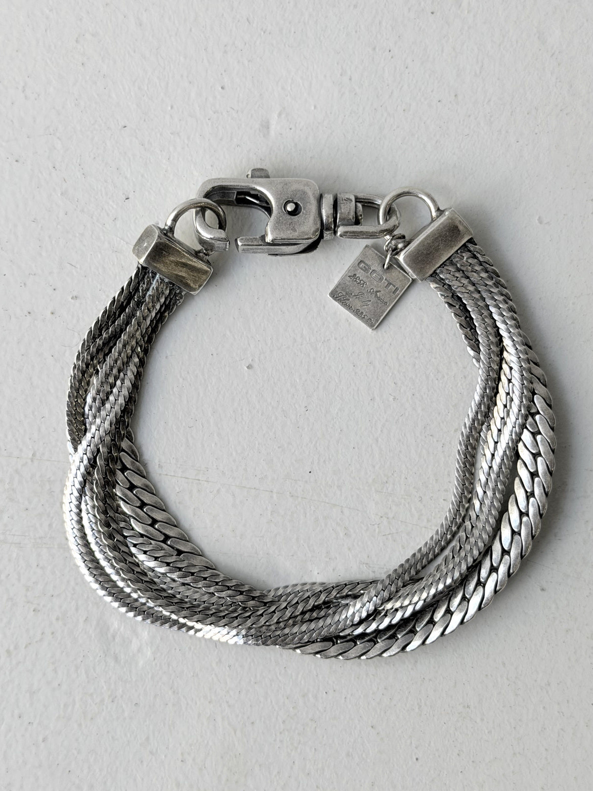 GOTI BR1279 mixed silver chain bracelet, full view