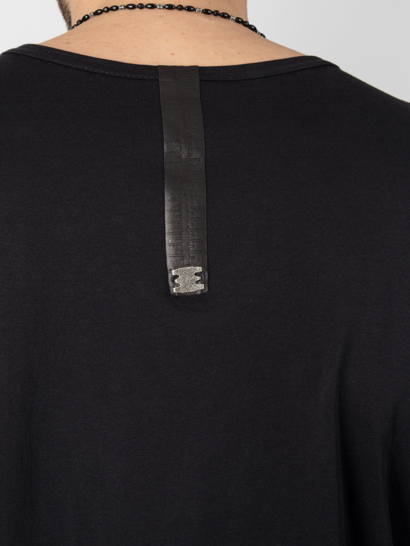 Long Sleeve T-Shirt with Vertical Leather Insert