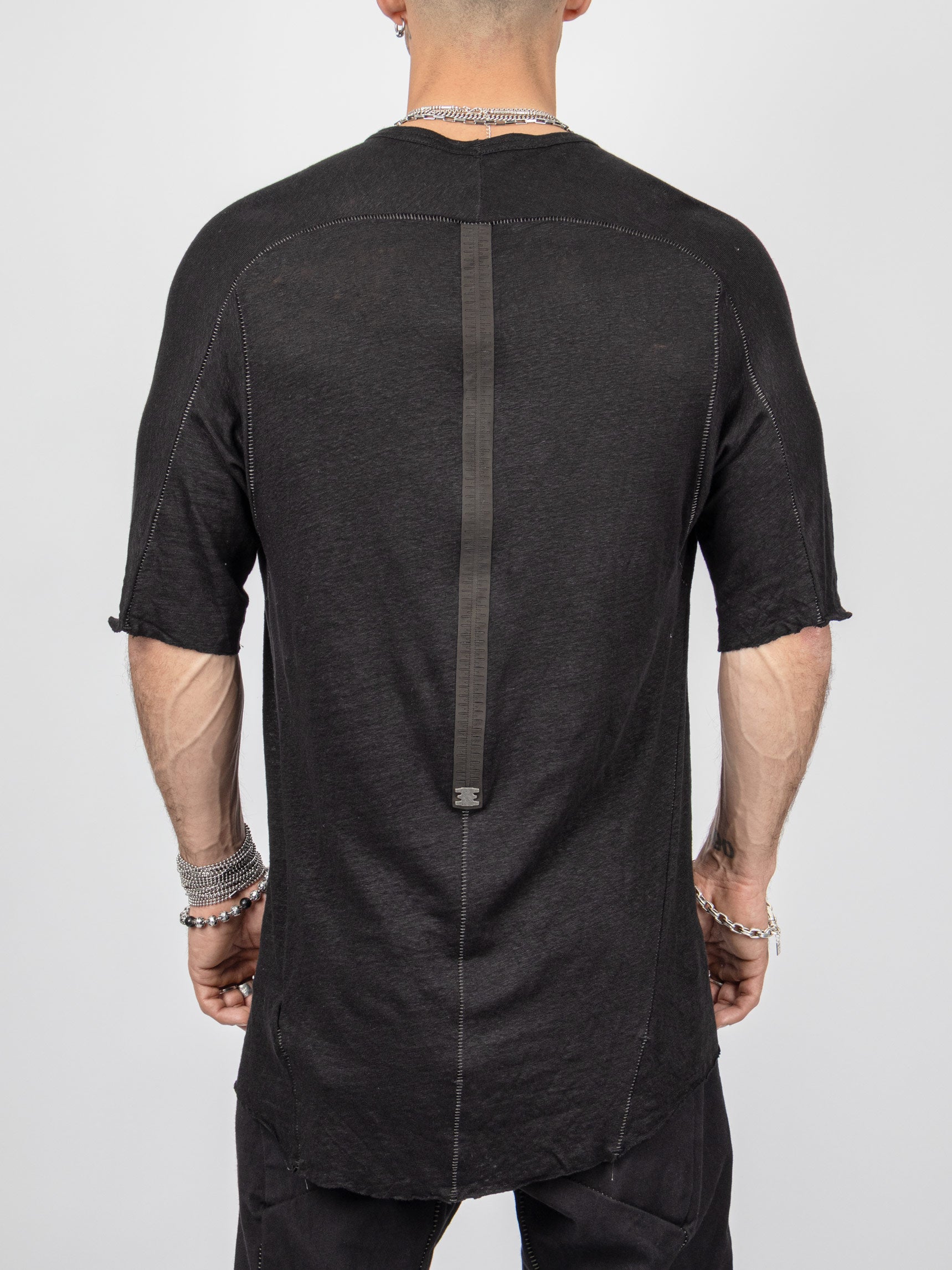 69 by Isaac Sellam Linen Jersey T-Shirt | Black | INN7