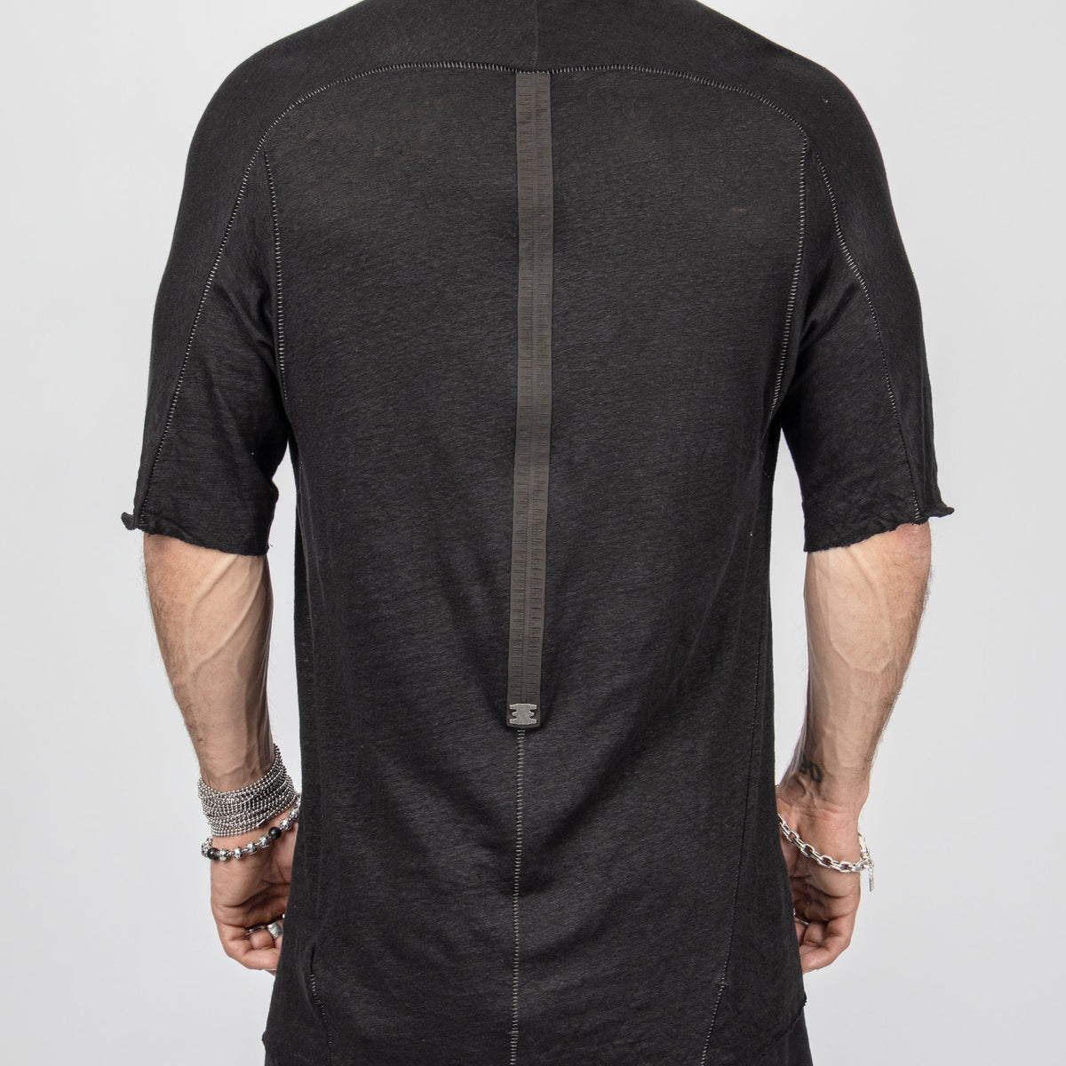 69 by Isaac Sellam Linen Jersey T-Shirt | Black | INN7