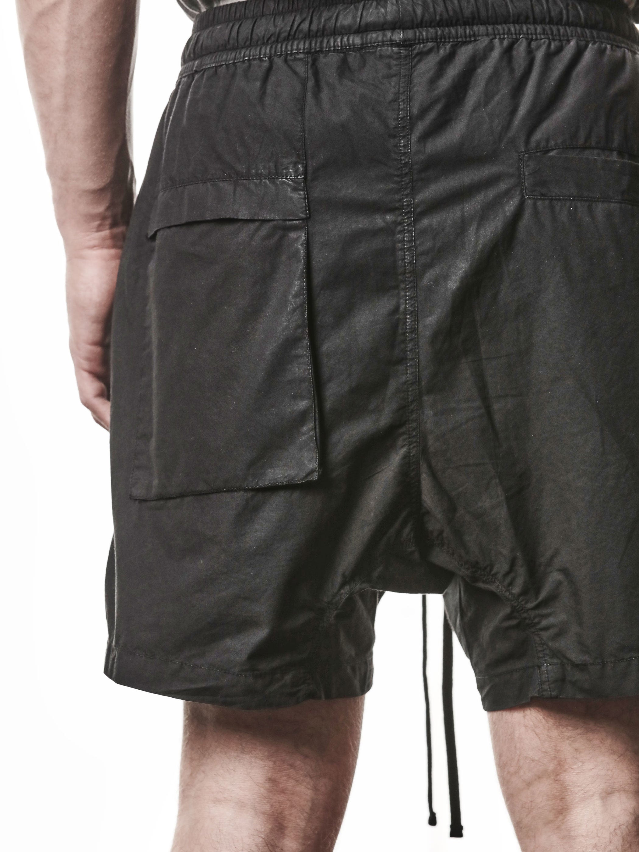 THOM KROM Drop-Crotch Cotton Shorts black, wide leg full length