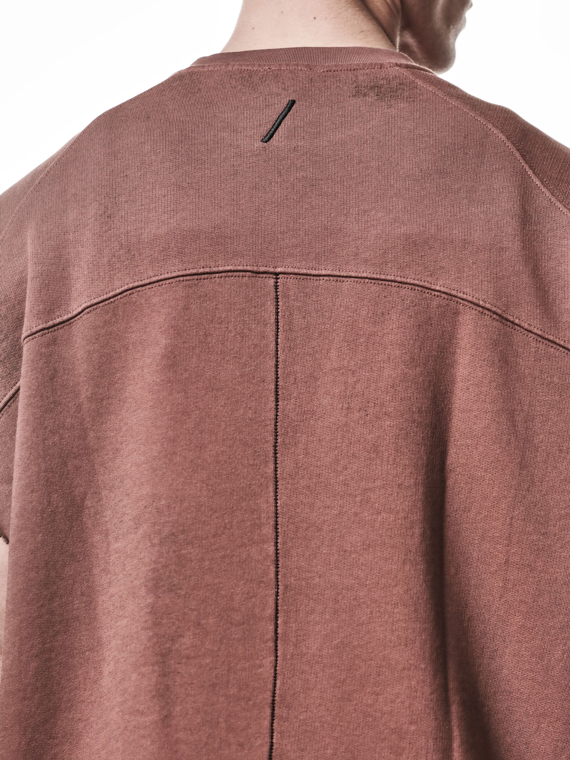 Thom Krom Oversized Raw Sweat Top spray-red, full length on model