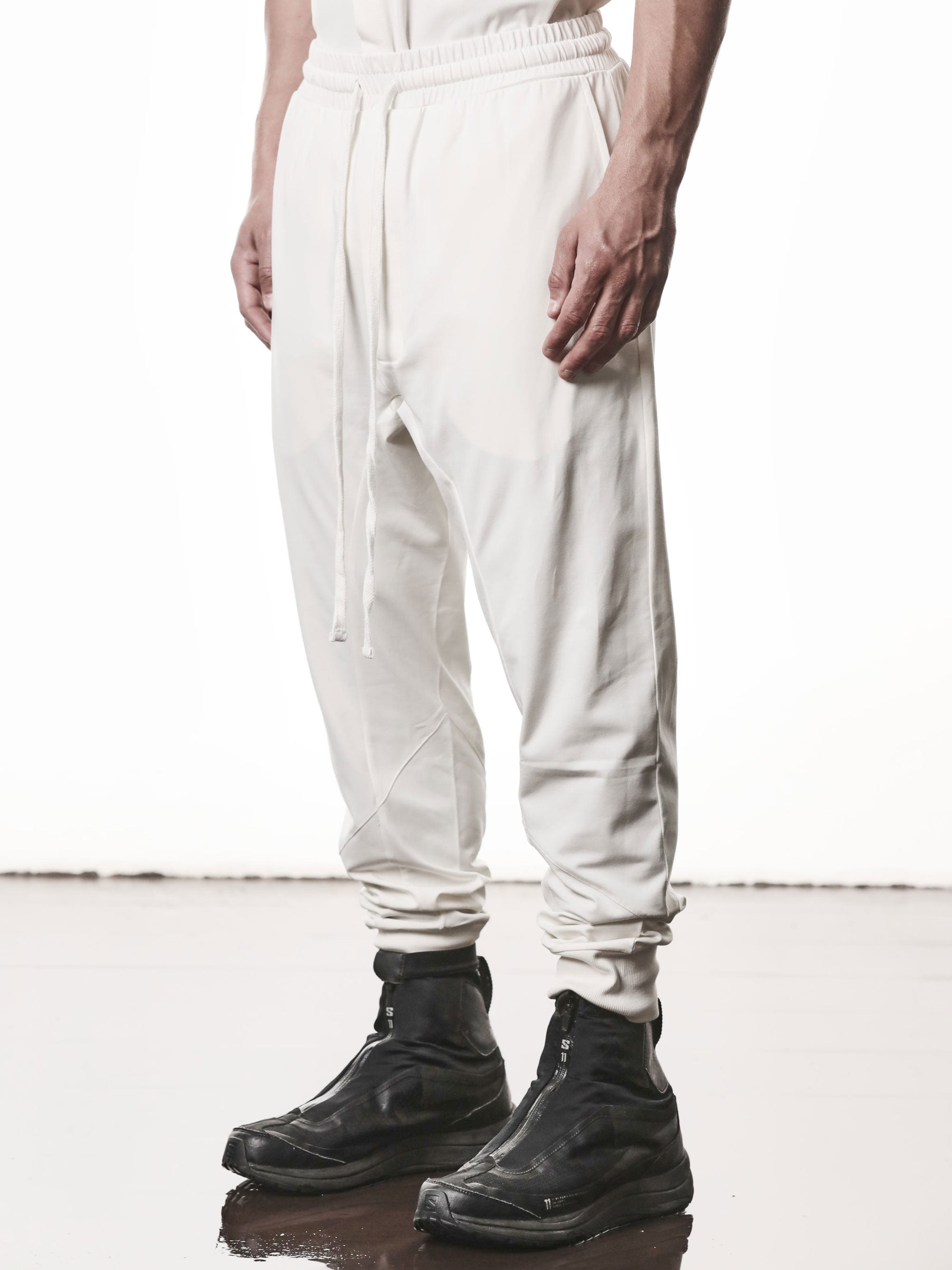 Jersey Trousers in cream by THOM KROM - detail view