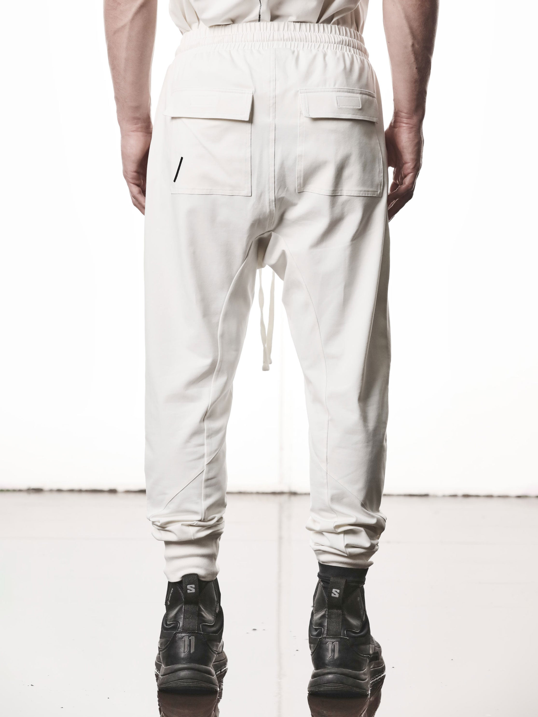 Jersey Trousers in cream by THOM KROM - back view