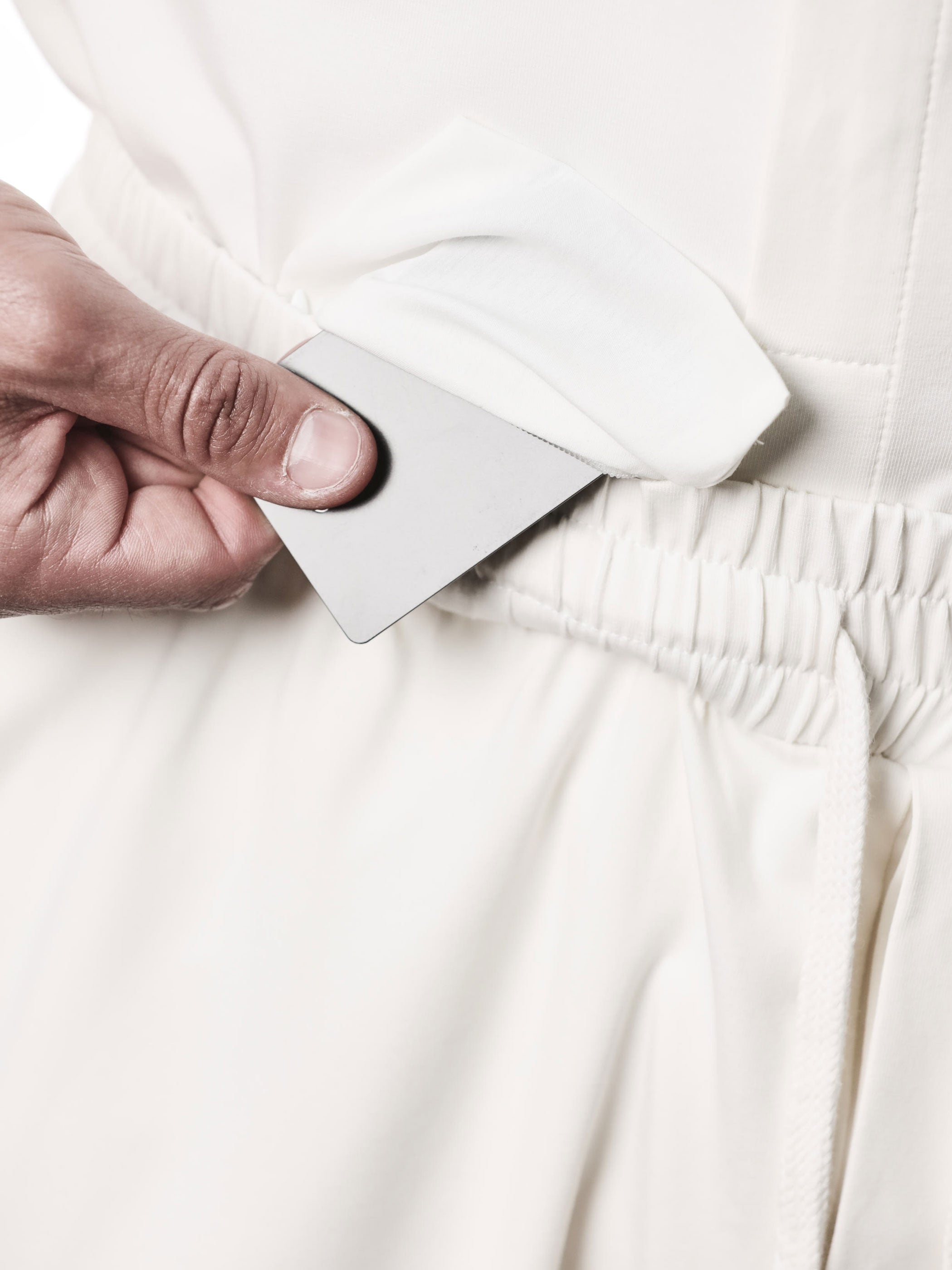 Jersey Trousers in cream by THOM KROM - waistband detail