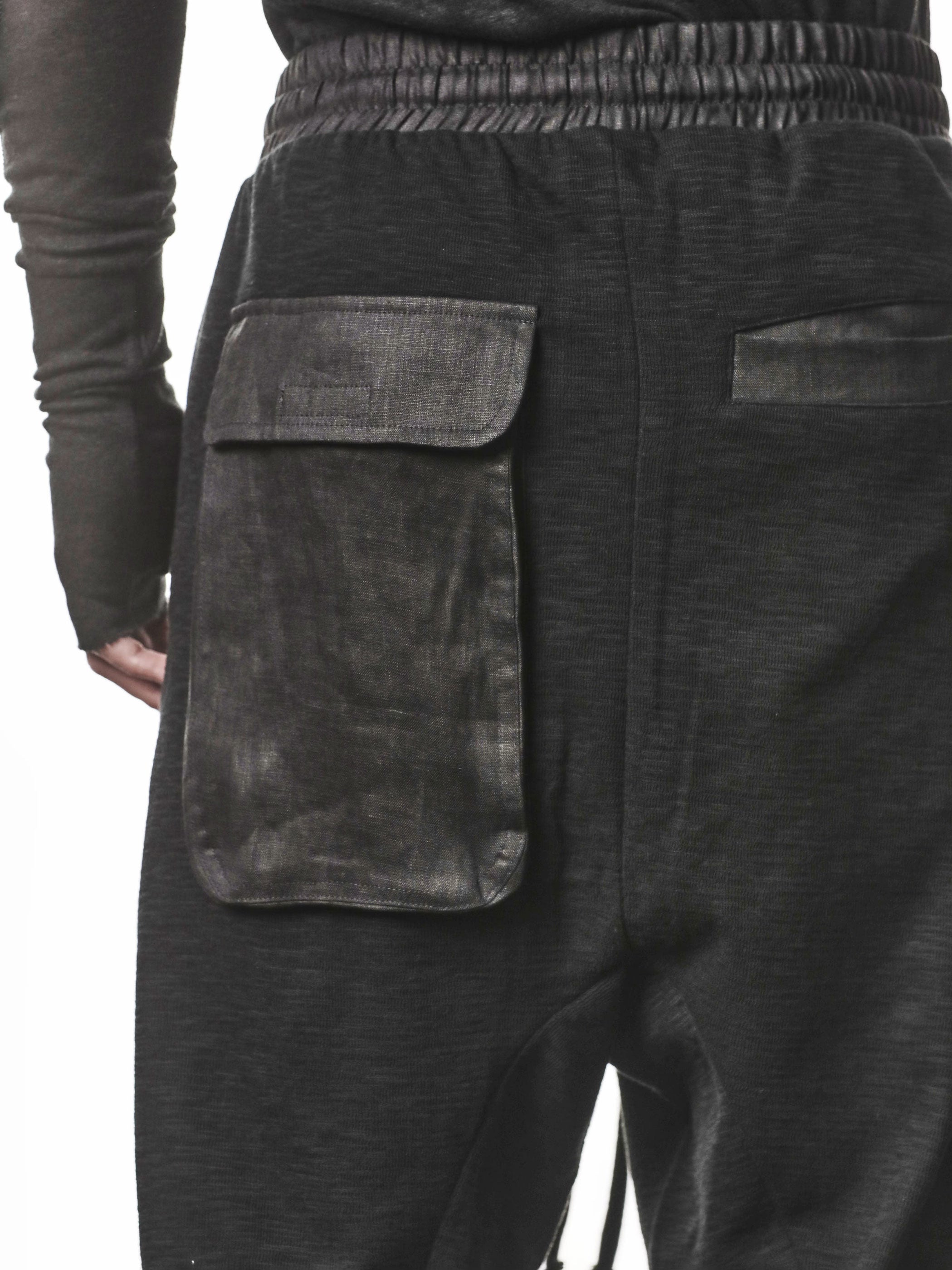 Matmix Linen-Patch Trousers in black by THOM KROM - cuff detail