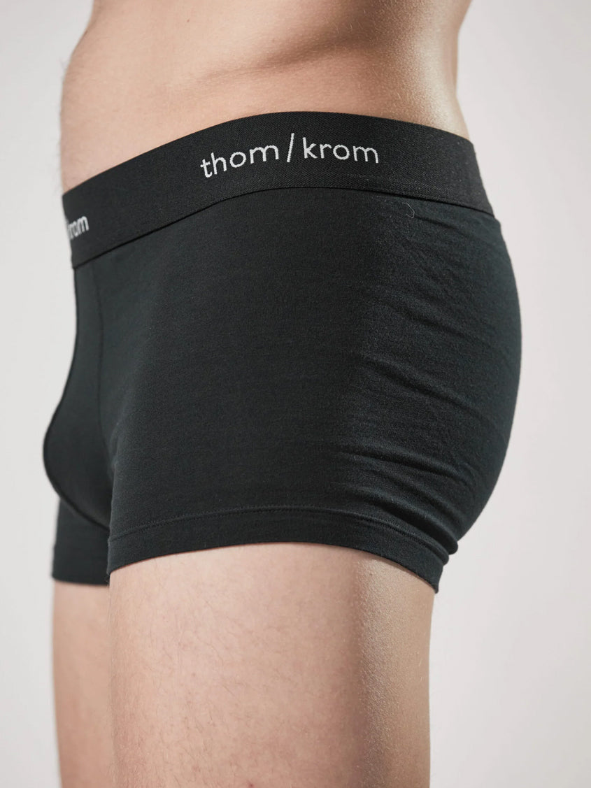 Thom Krom Boxer Shorts in black, side view showing fit