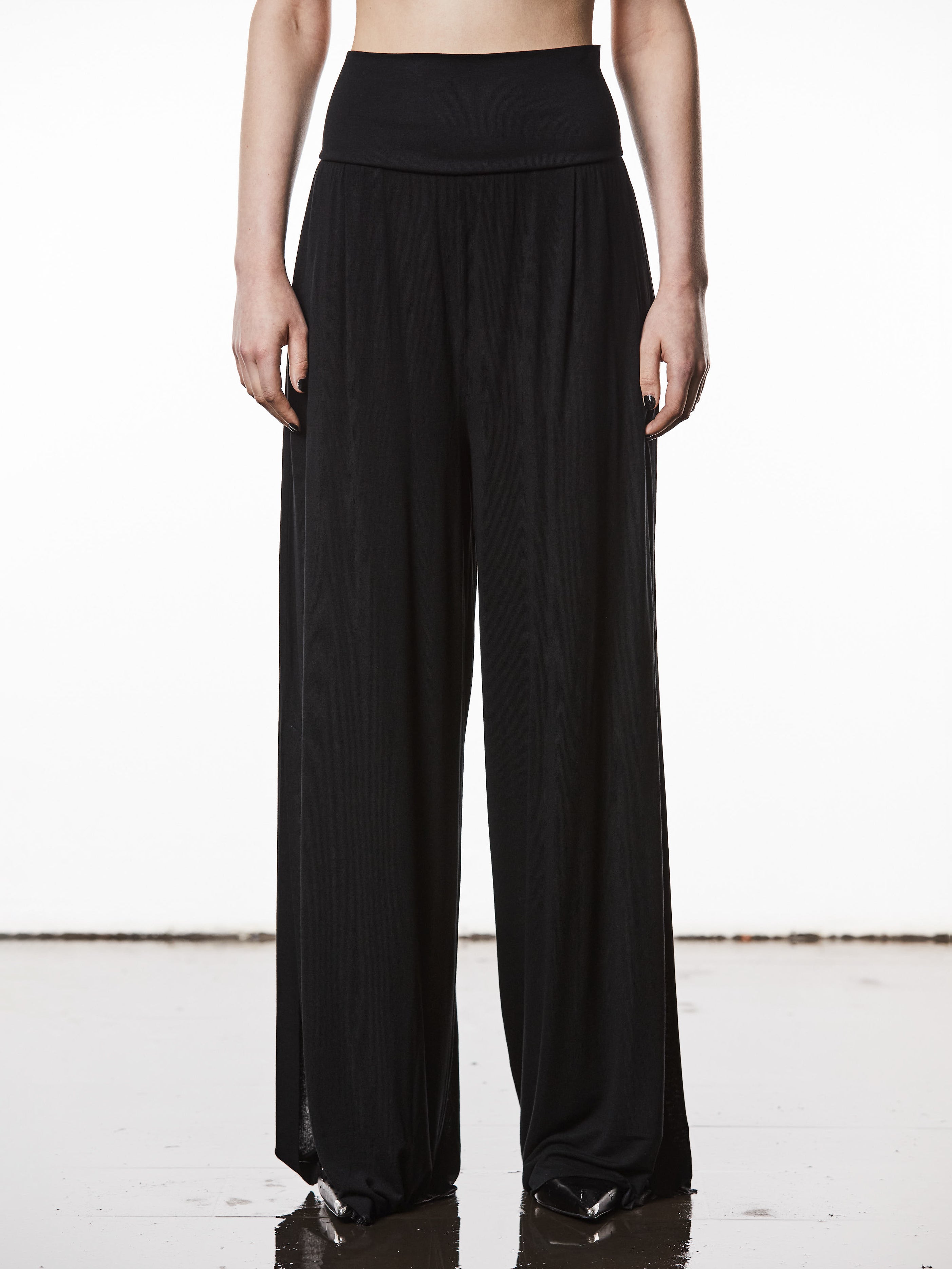 Semi-Transparent Wide-Leg Trousers