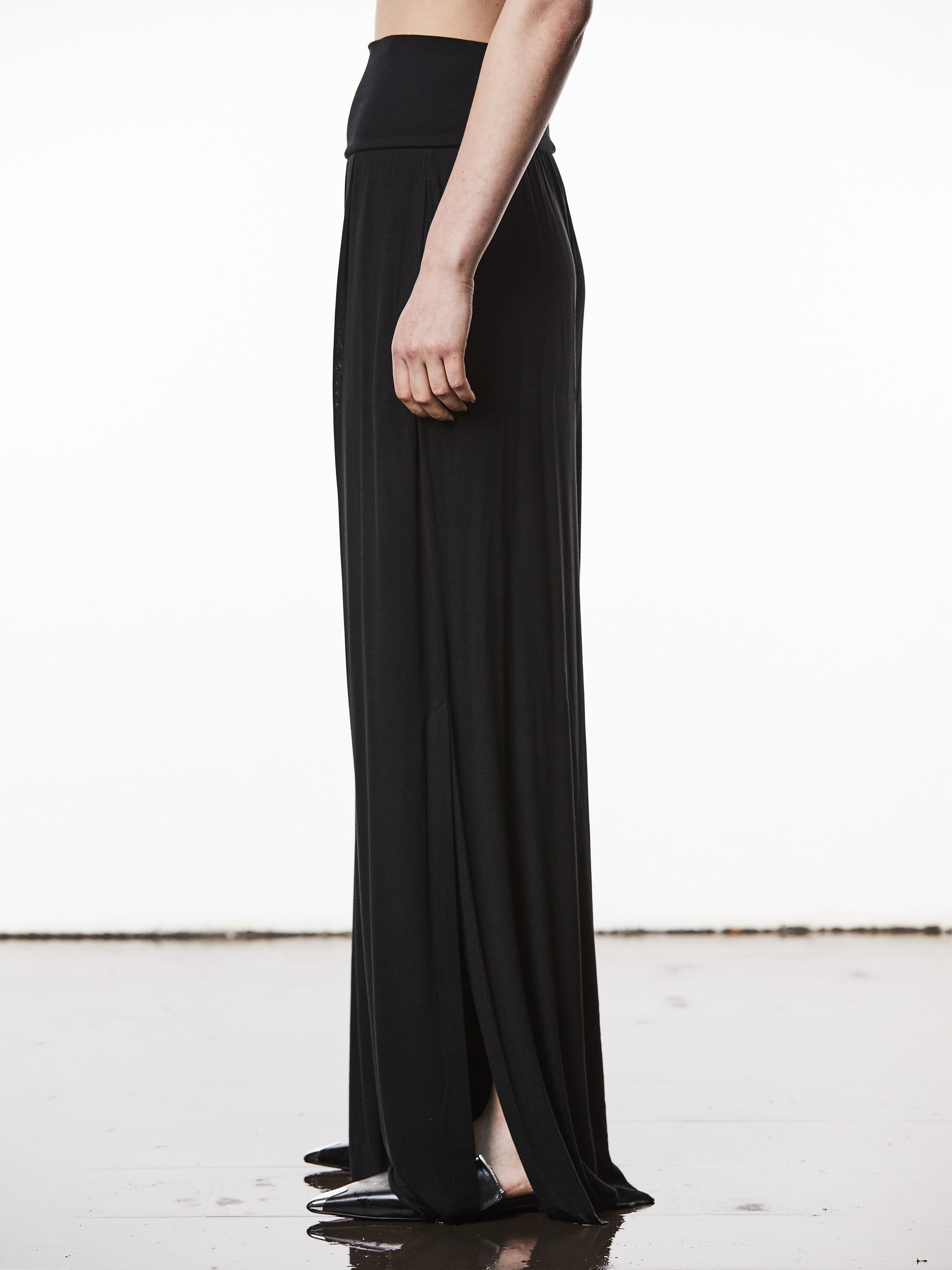 Semi-Transparent Wide-Leg Trousers