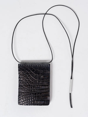 Articulated Alligator Leather Wallet with Metal Spine