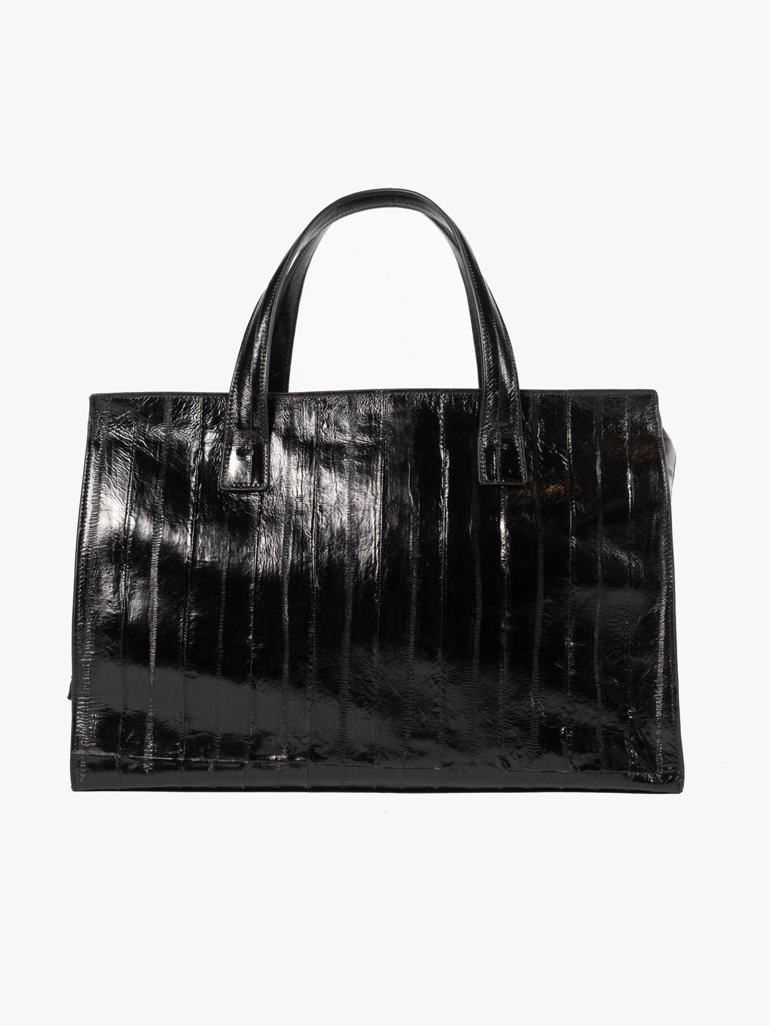 Anguilla Eel Leather Duffle Bag Black - Italian luxury accessory by SAPIO