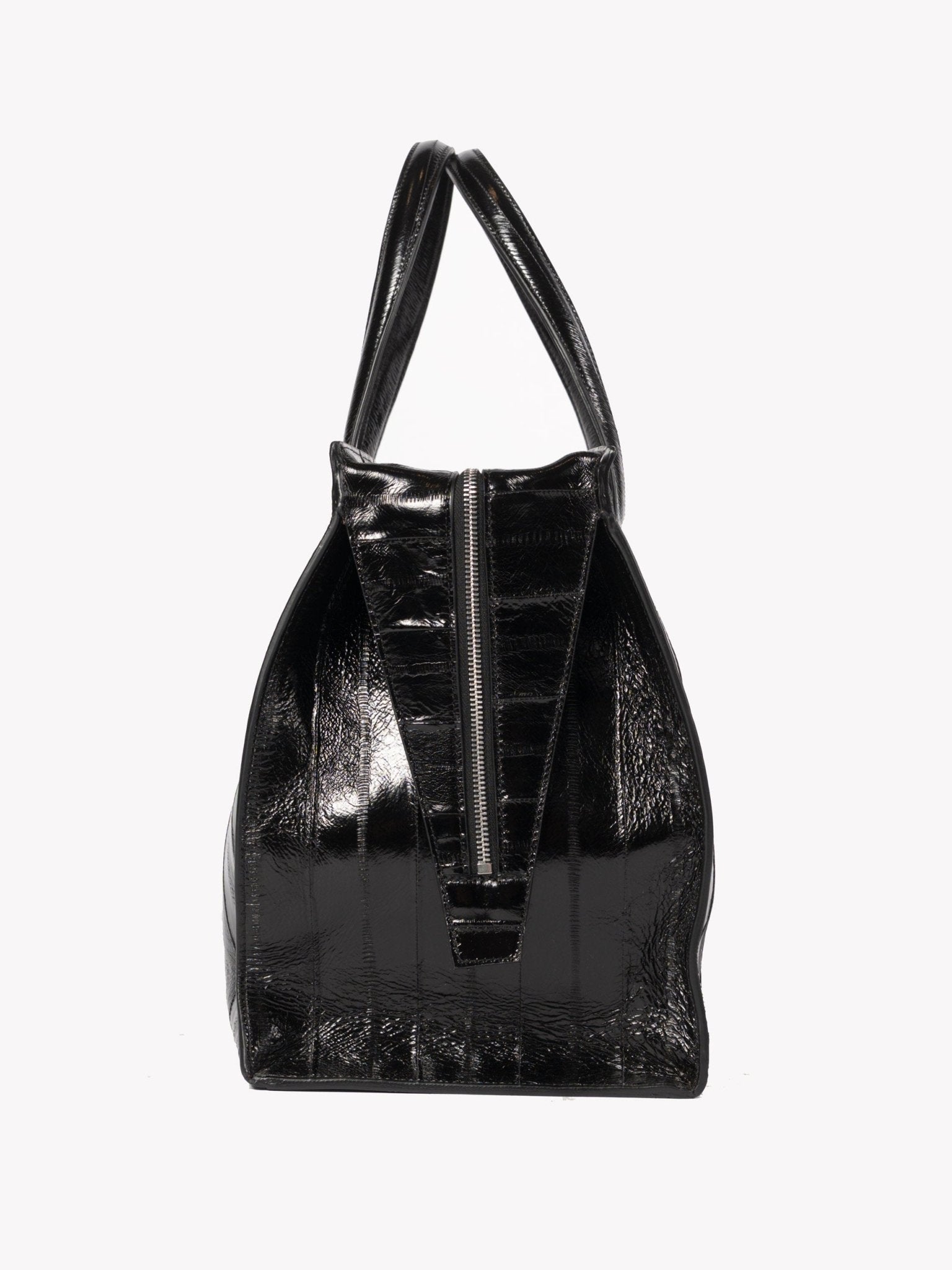 Anguilla Eel Leather Duffle Bag Black - Italian luxury accessory by SAPIO