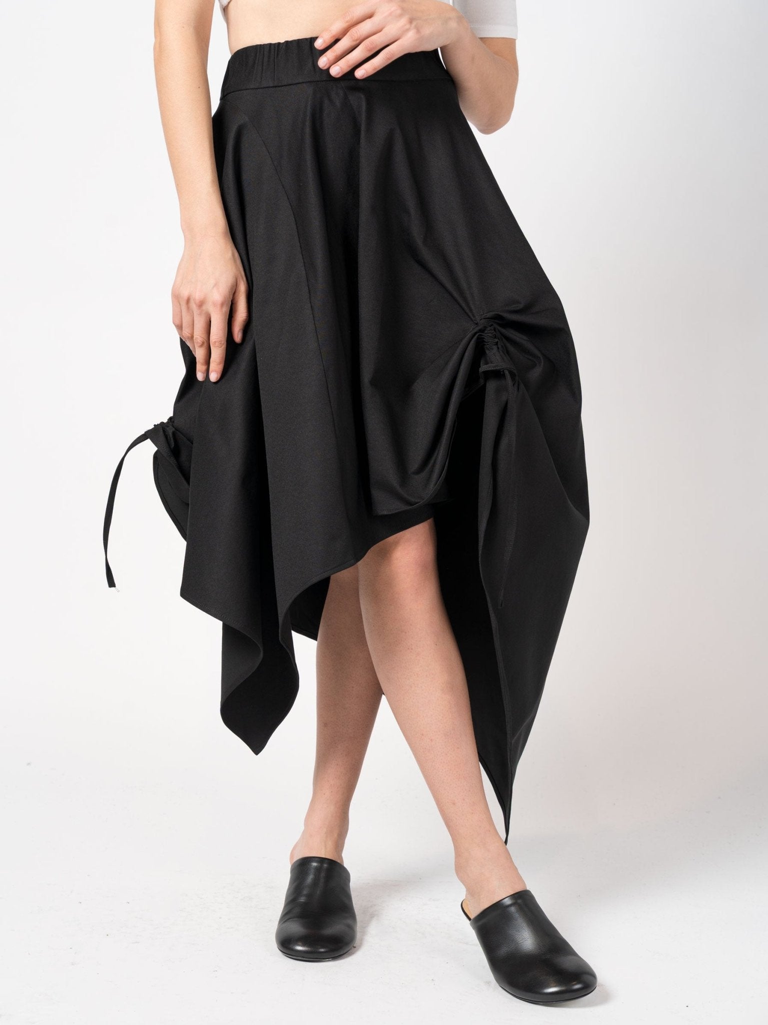 Asymmetric Adjustable Skirt with Elastic Waist - by 139DEC