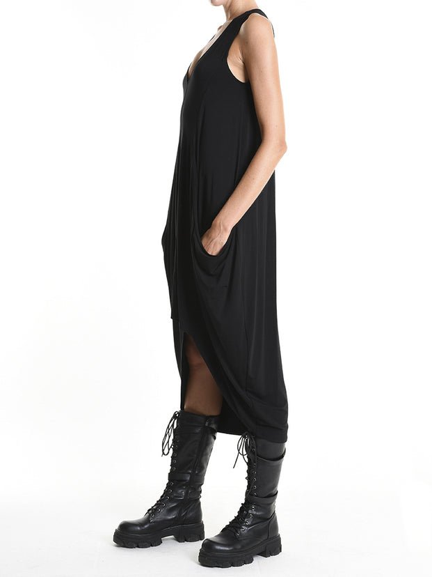 Asymmetric Dress with Side Pockets - by LA HAINE INSIDE US