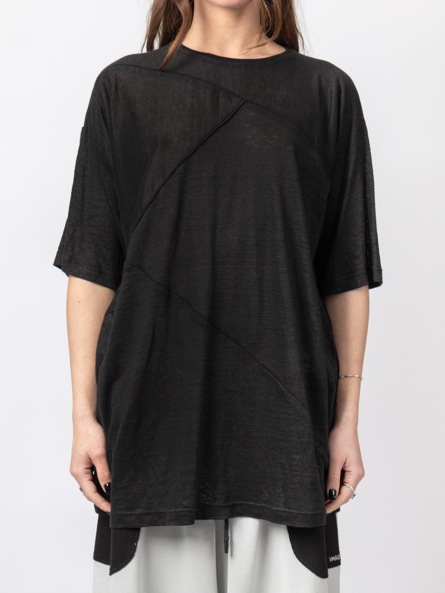Asymmetric Linen Tee - by VAGUE