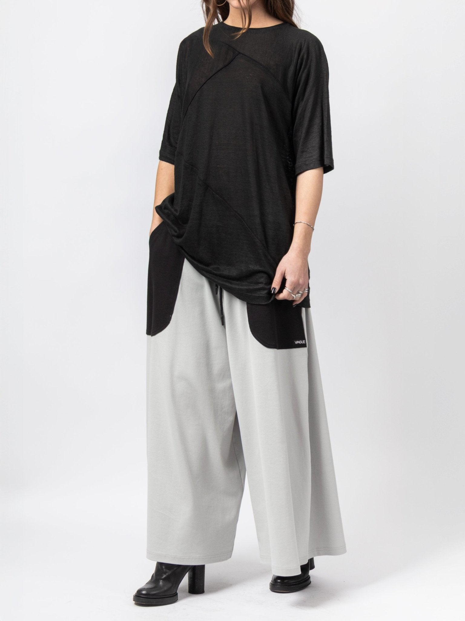 Asymmetric Linen Tee - by VAGUE