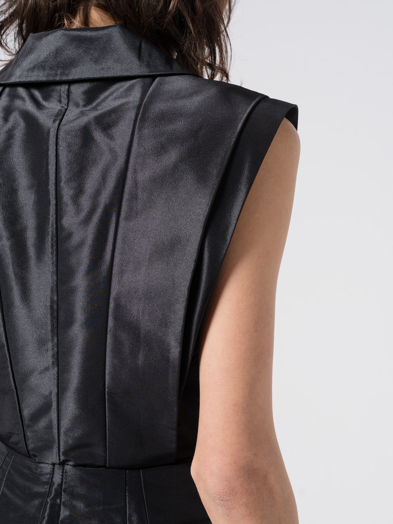 Asymmetric Taffeta Dress with Double Collar - by SHARONA SHARVIT