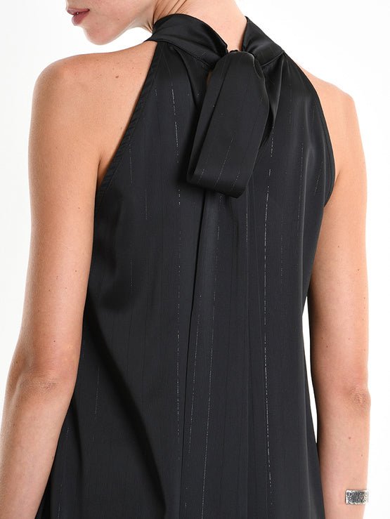 Asymmetrical Pinstripe Satin Dress - by LA HAINE INSIDE US