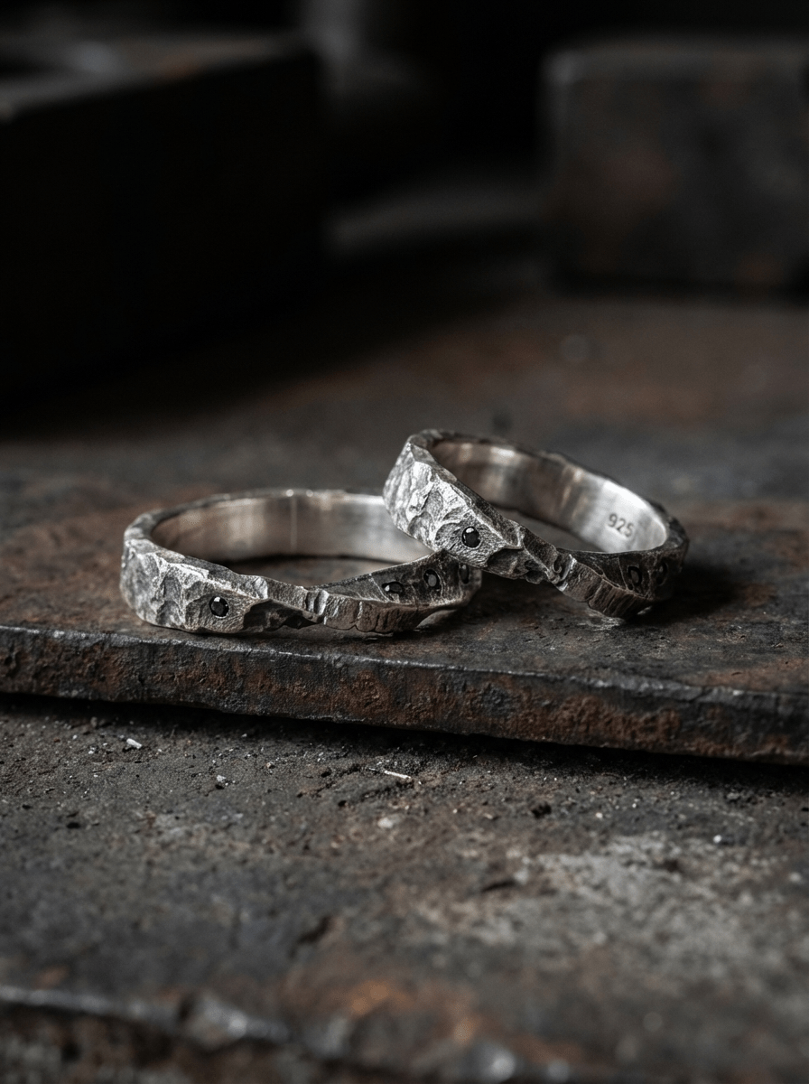 Band Ring with Scattered Diamonds - by AITO