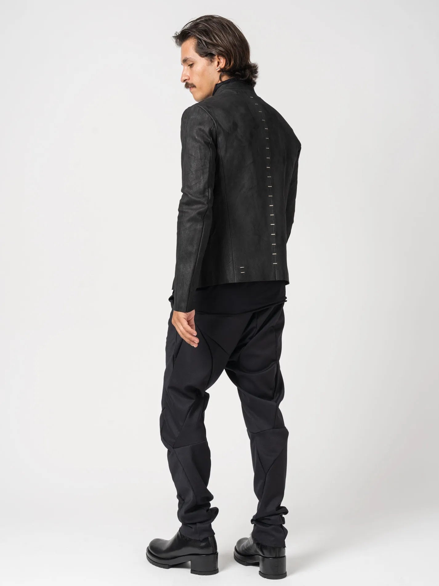 Black Textured Leather Jacket - by DANIELE BASTA