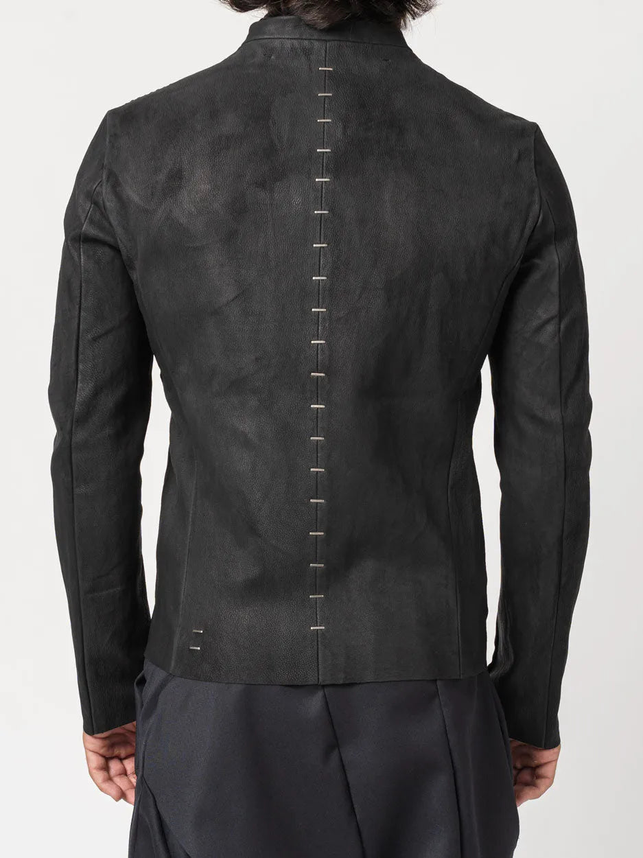 Black Textured Leather Jacket - by DANIELE BASTA