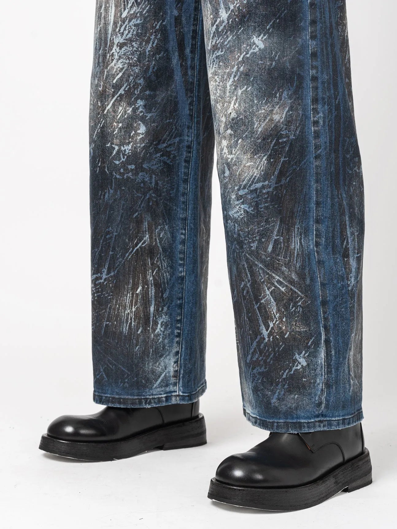 Blue Dirty Laser Wide - Leg Pants - by NOSTRA SANTISSIMA