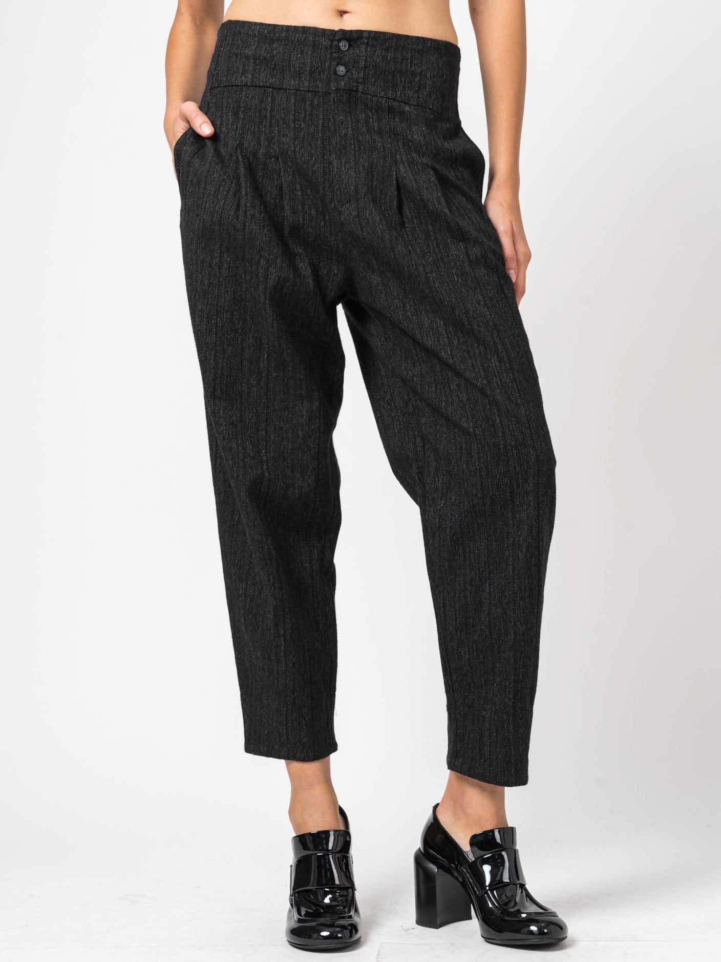 Bombé Shape Striped Trousers - by TRANSIT
