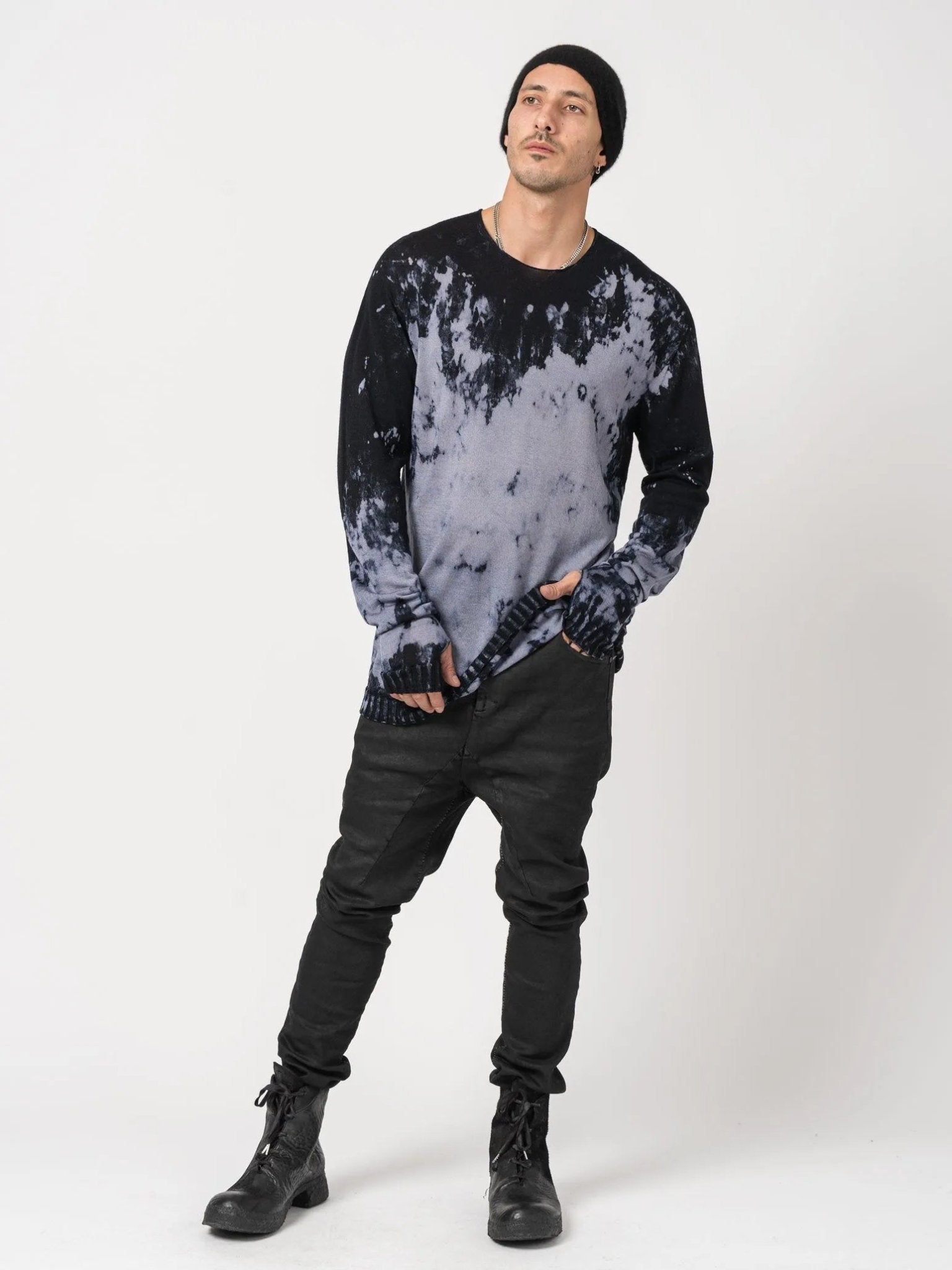 Brush Effect Thin Wool Sweater - by MD75