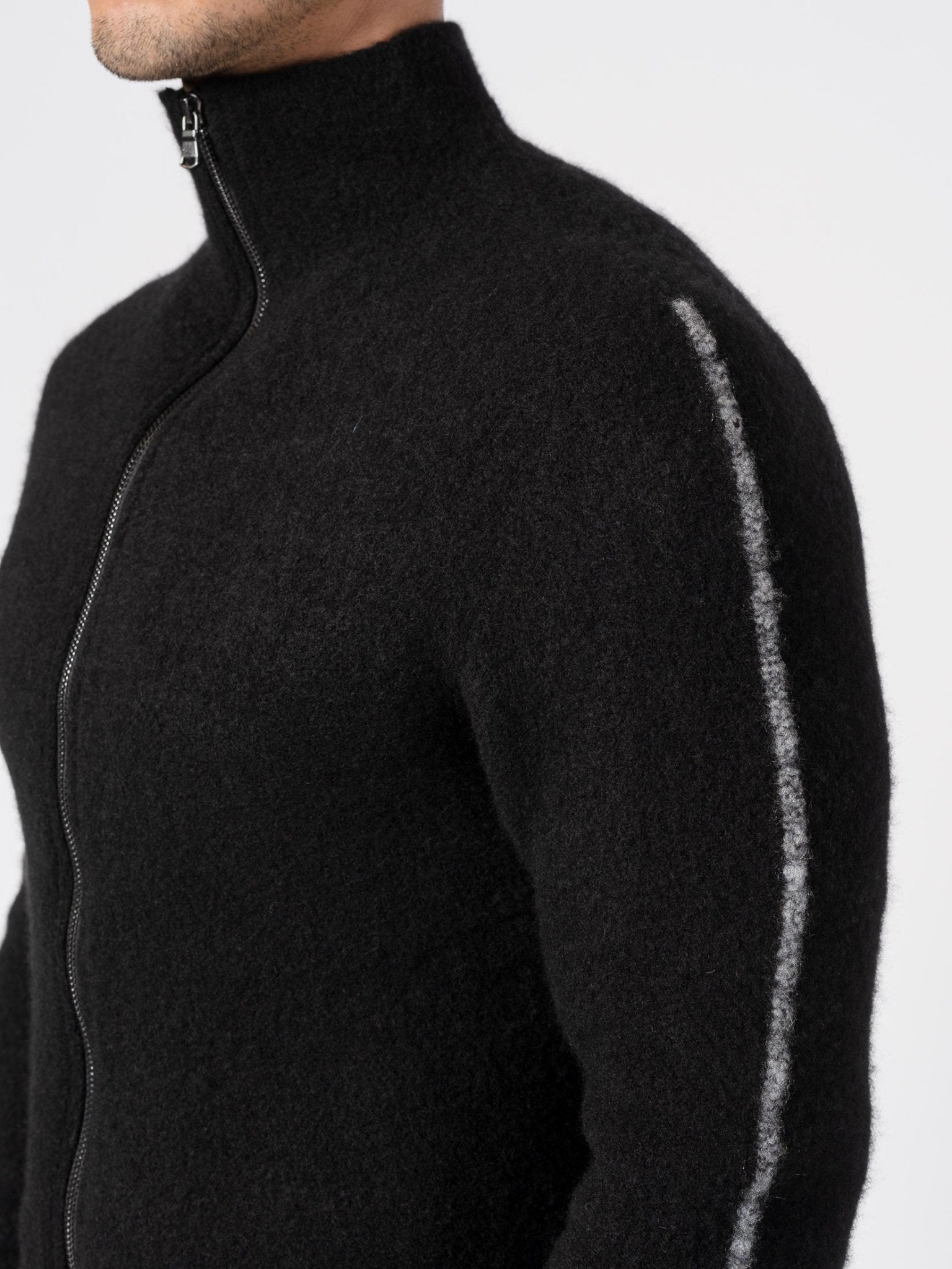 Brushed Cashmere Silk Zip Cardigan - by MD75