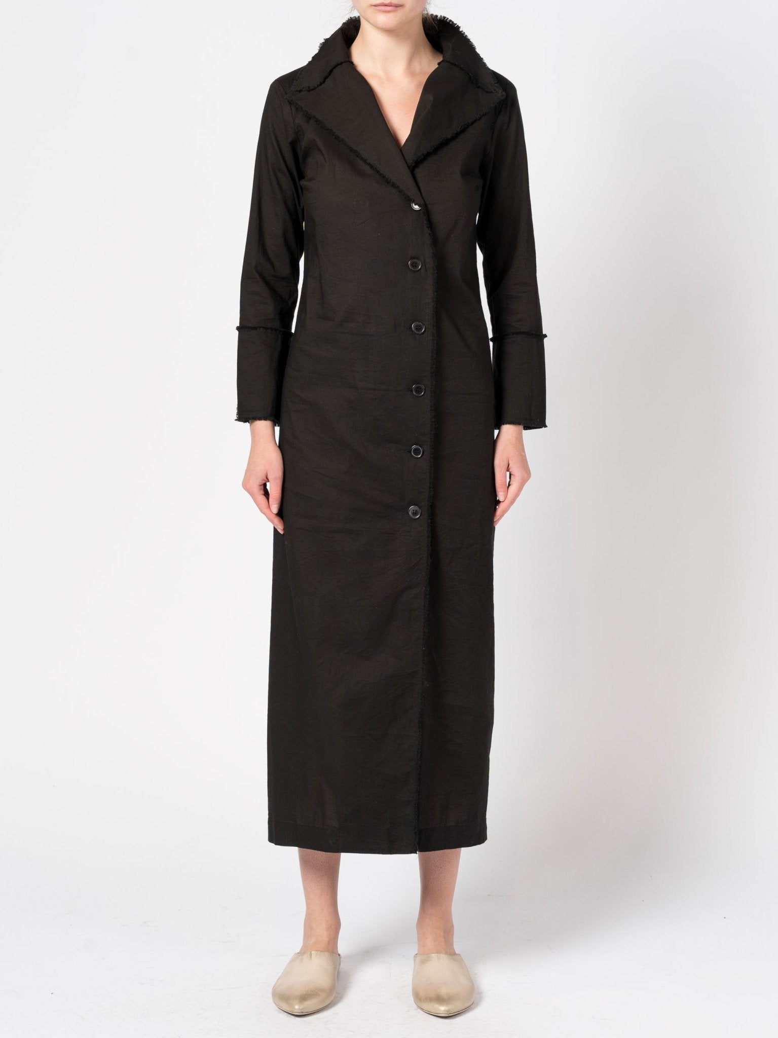 Button - Down Long Dress - by DEVA KANYA