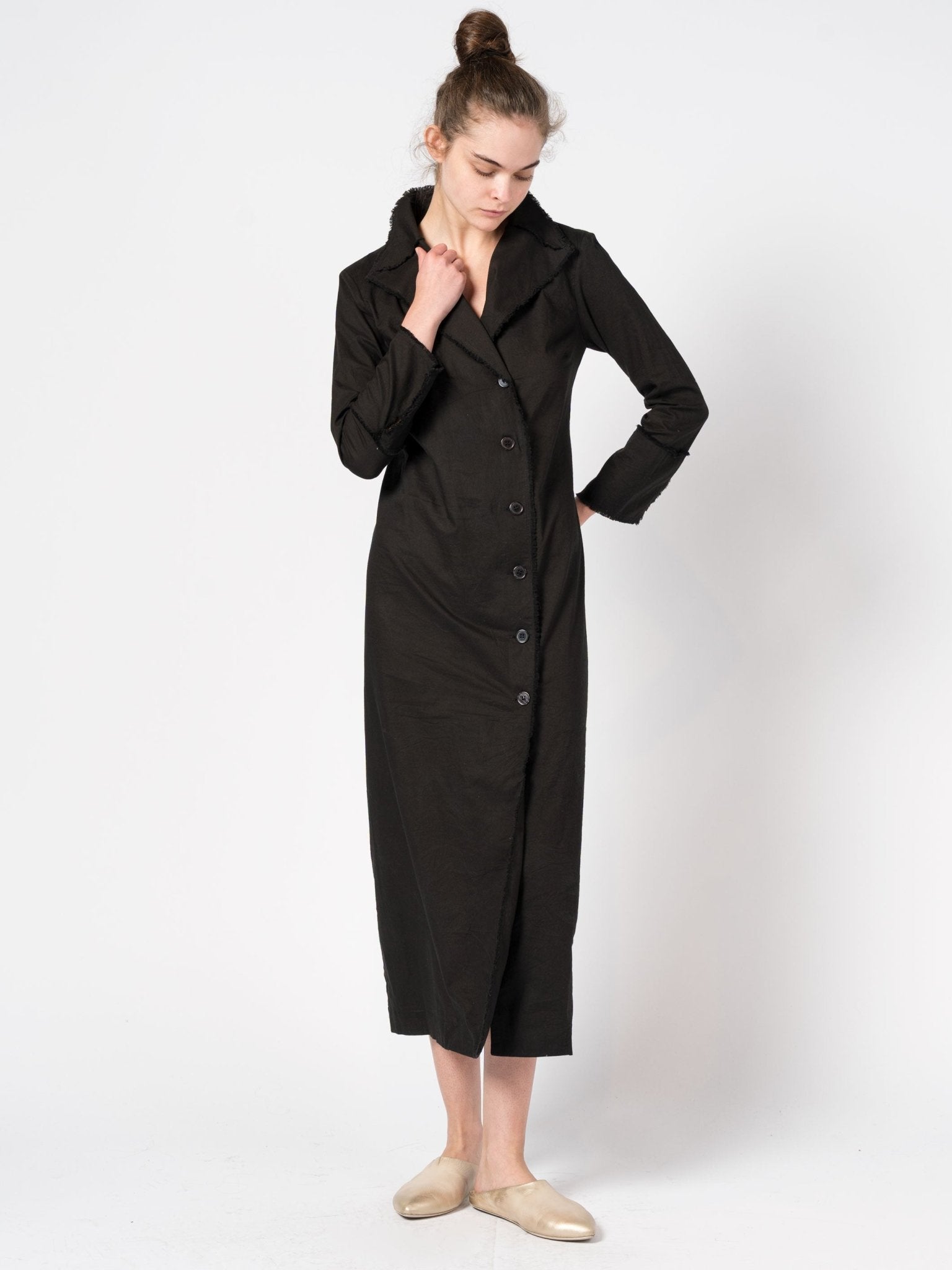 Button - Down Long Dress - by DEVA KANYA