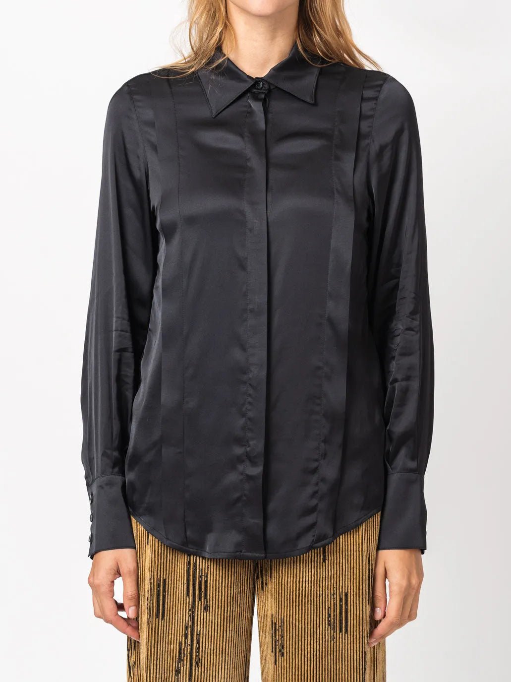 Collared Long - Sleeve Shirt with Tie Detail - by NOSTRA SANTISSIMA