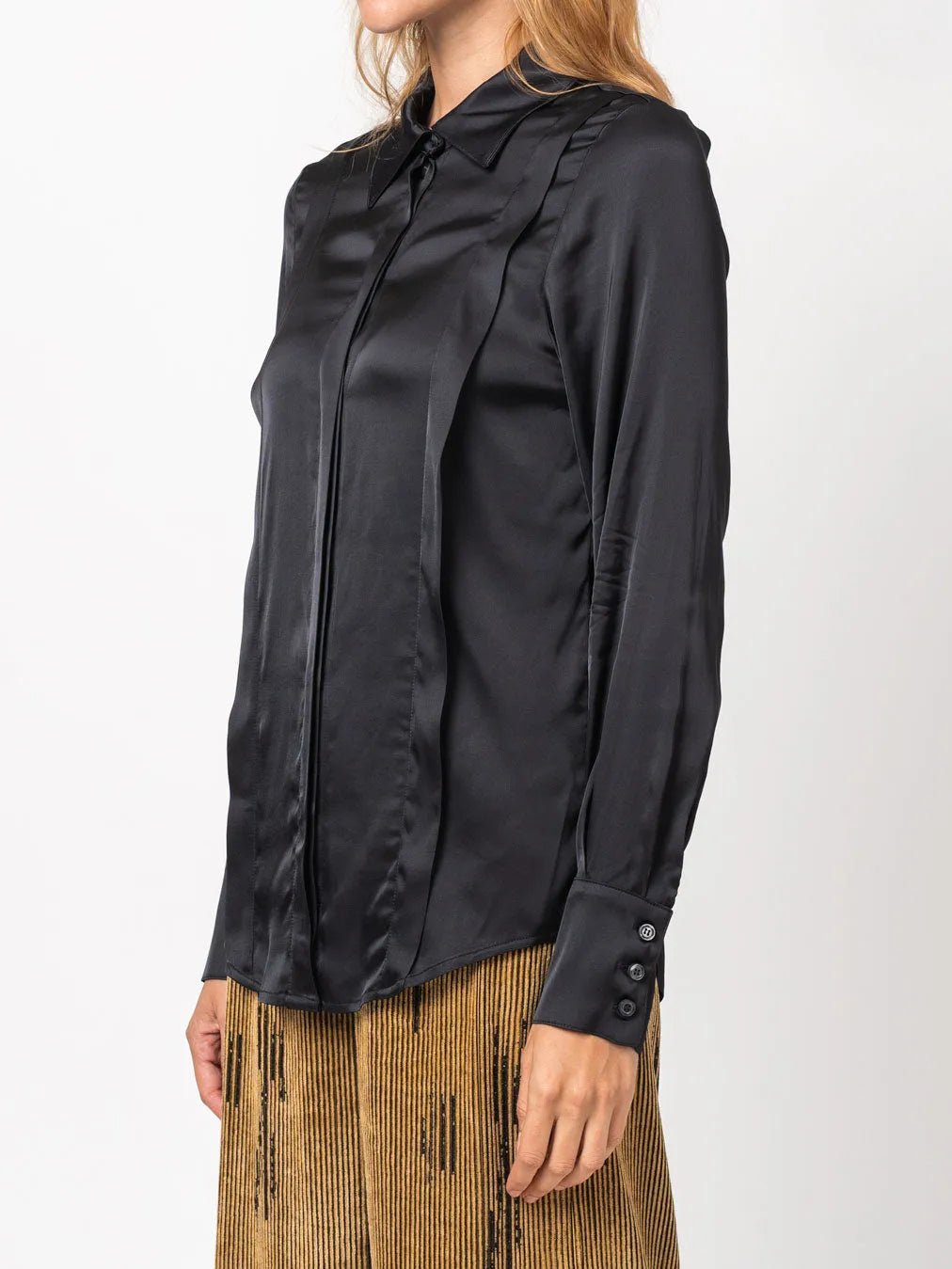 Collared Long - Sleeve Shirt with Tie Detail - by NOSTRA SANTISSIMA