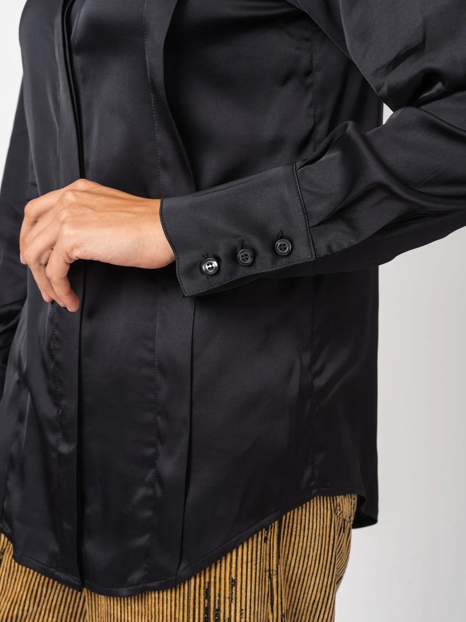 Collared Long - Sleeve Shirt with Tie Detail - by NOSTRA SANTISSIMA