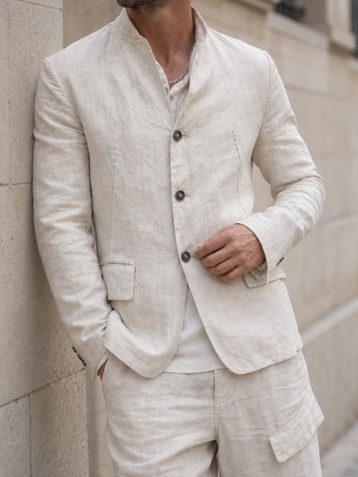 Collarless Structured Jacket - by MASNADA