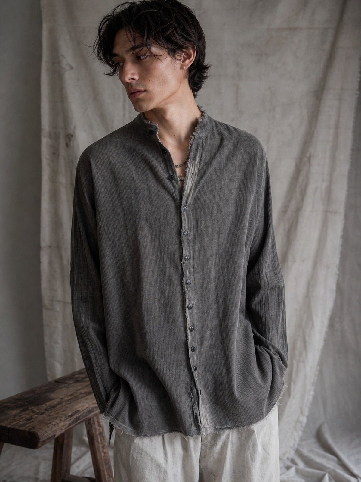 Cotton Button-Up Shirt - by AITO