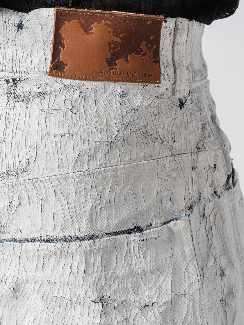 Cracked - Effect Paint Wide Leng Jeans - by NOSTRA SANTISSIMA