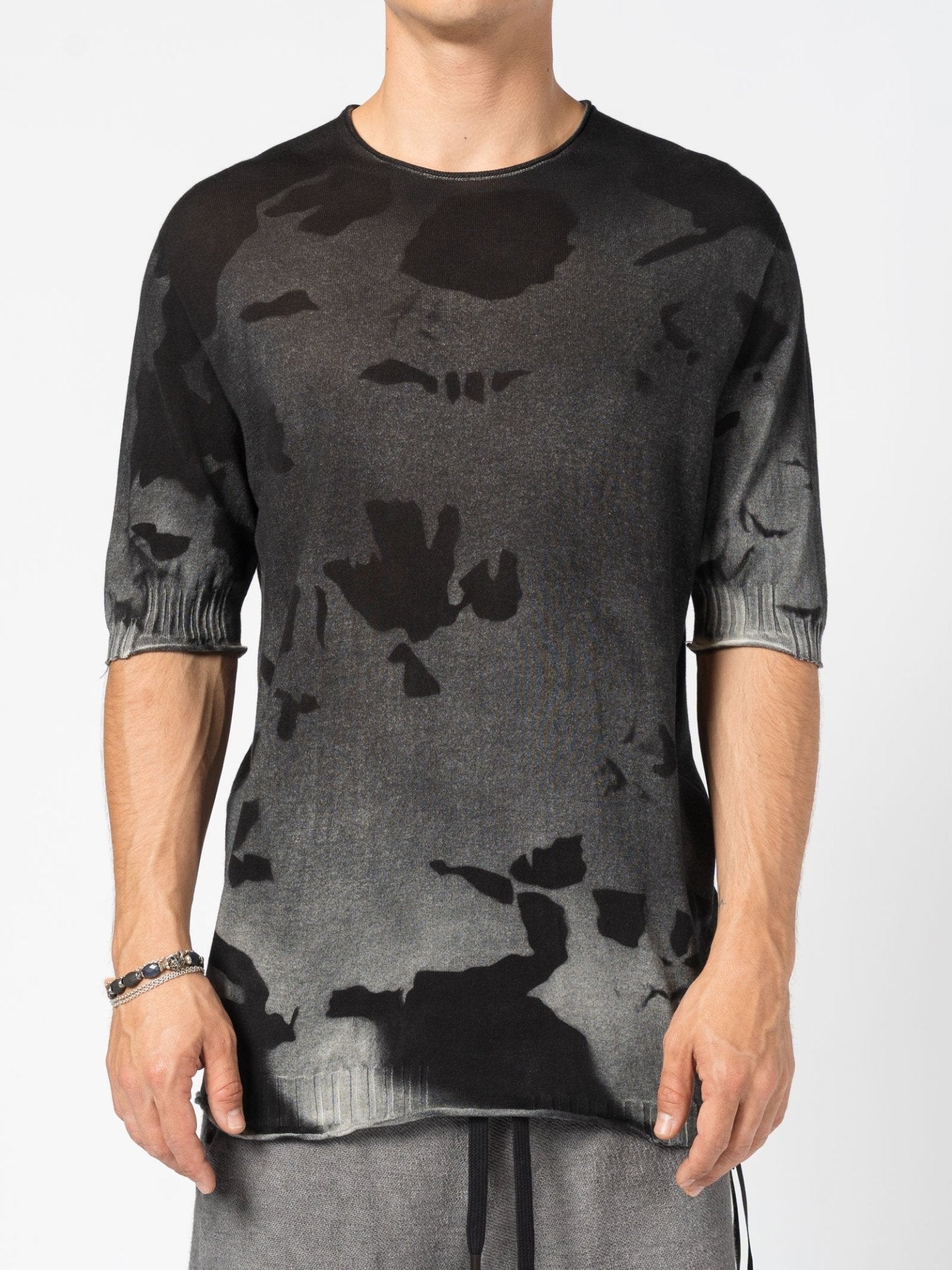 Crewneck Knit Tee with Abstract Dye - by MD75
