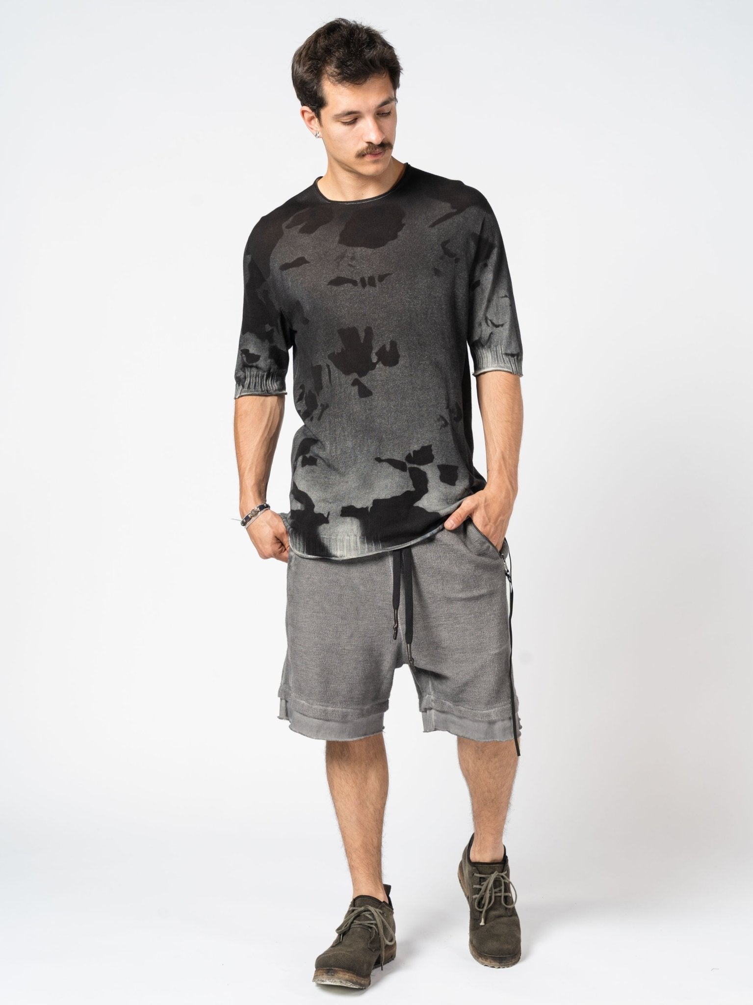 Crewneck Knit Tee with Abstract Dye - by MD75