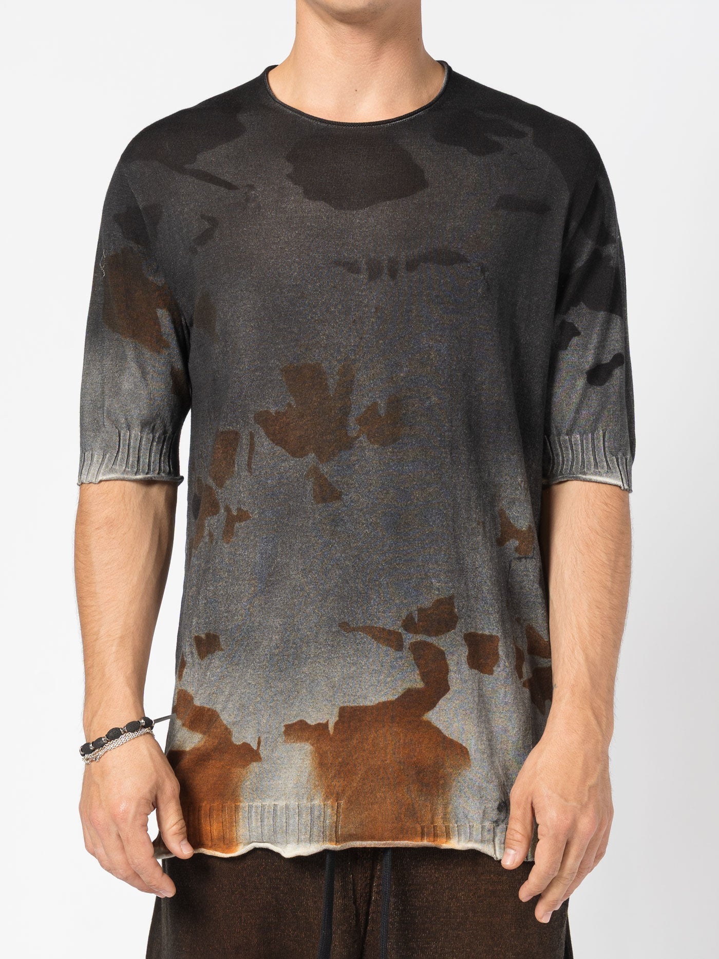 Crewneck Knit Tee with Abstract Dye - by MD75