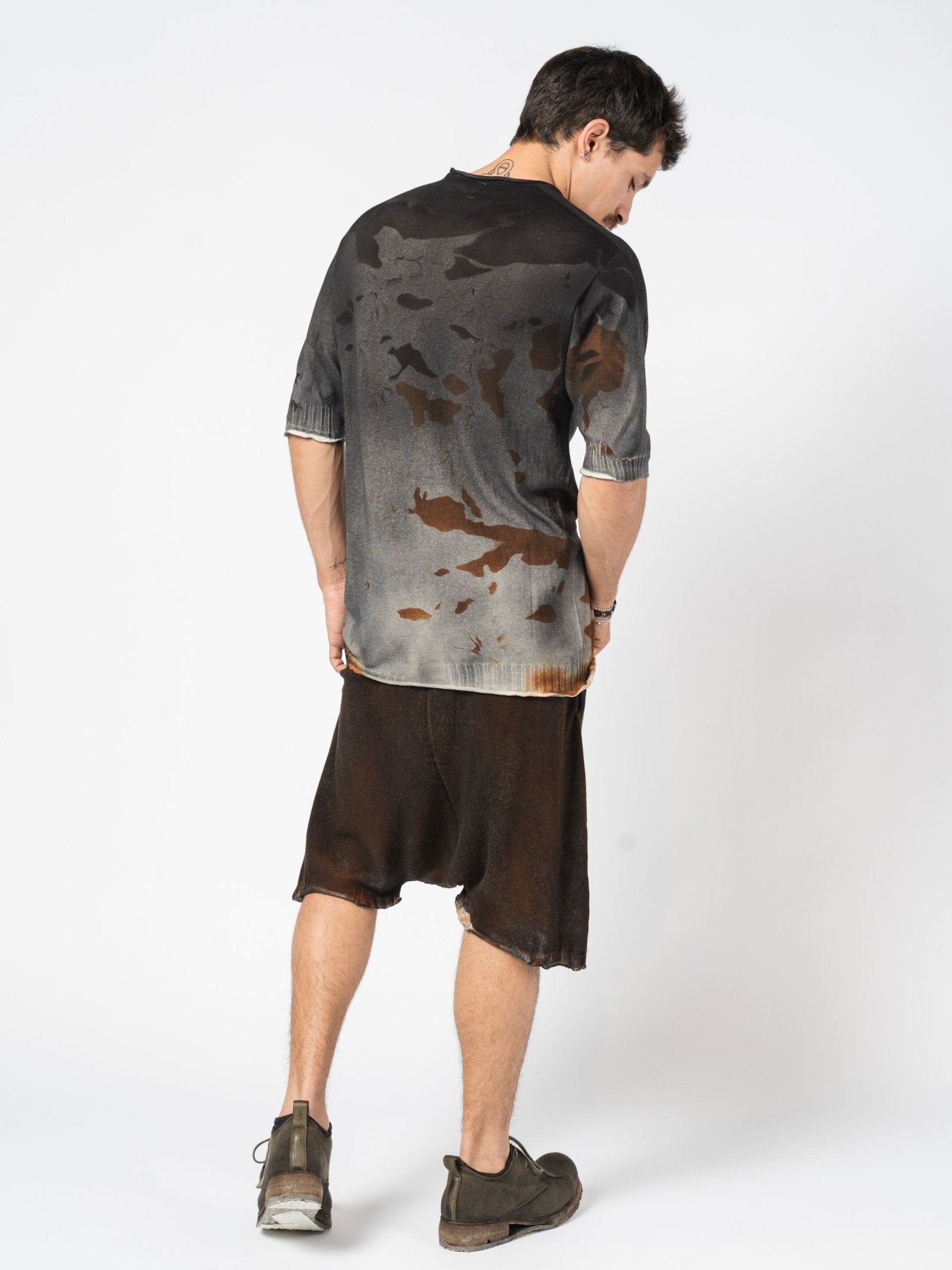 Crewneck Knit Tee with Abstract Dye - by MD75