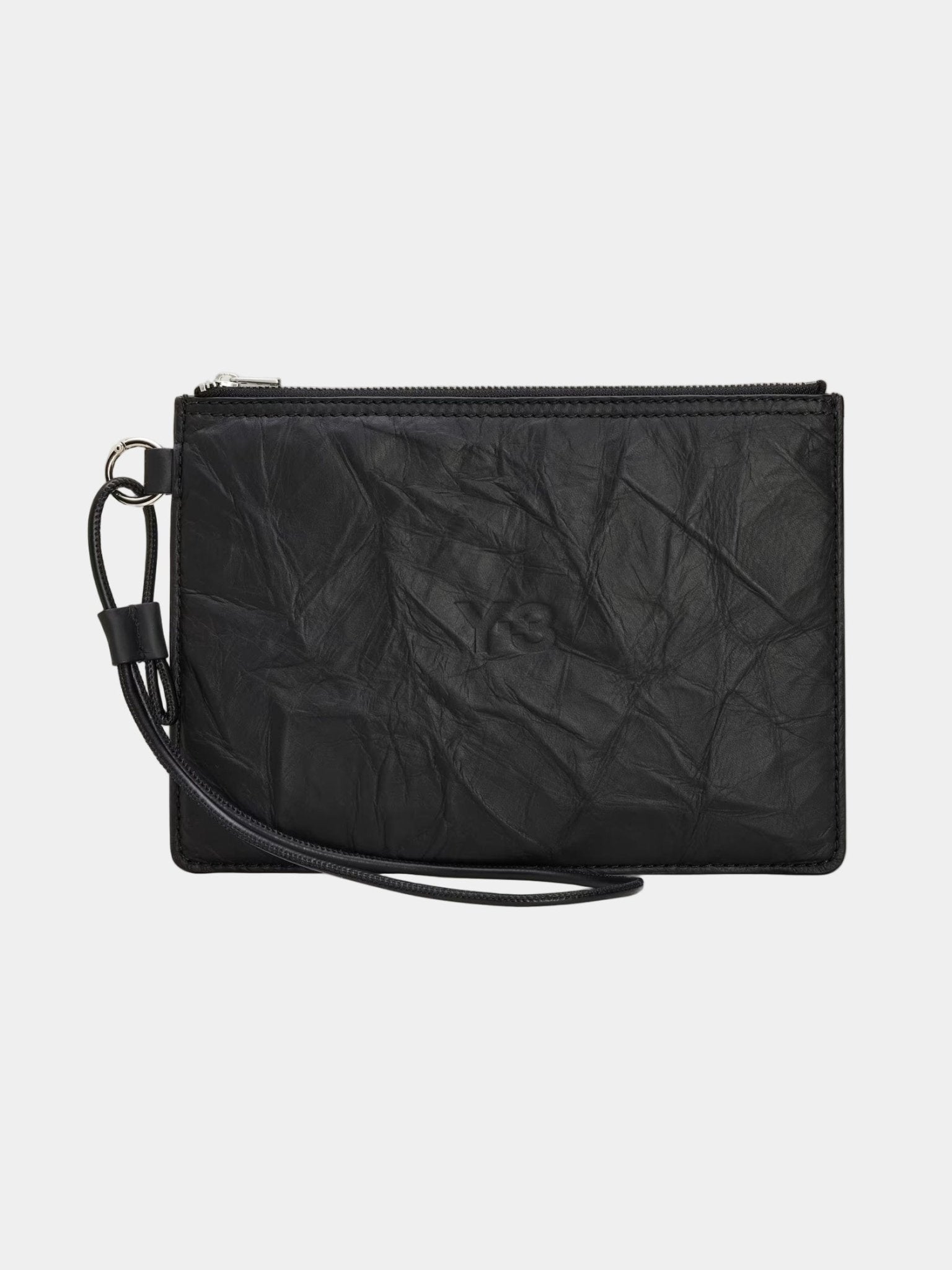 Crinkled Leather Pouch - by Y - 3