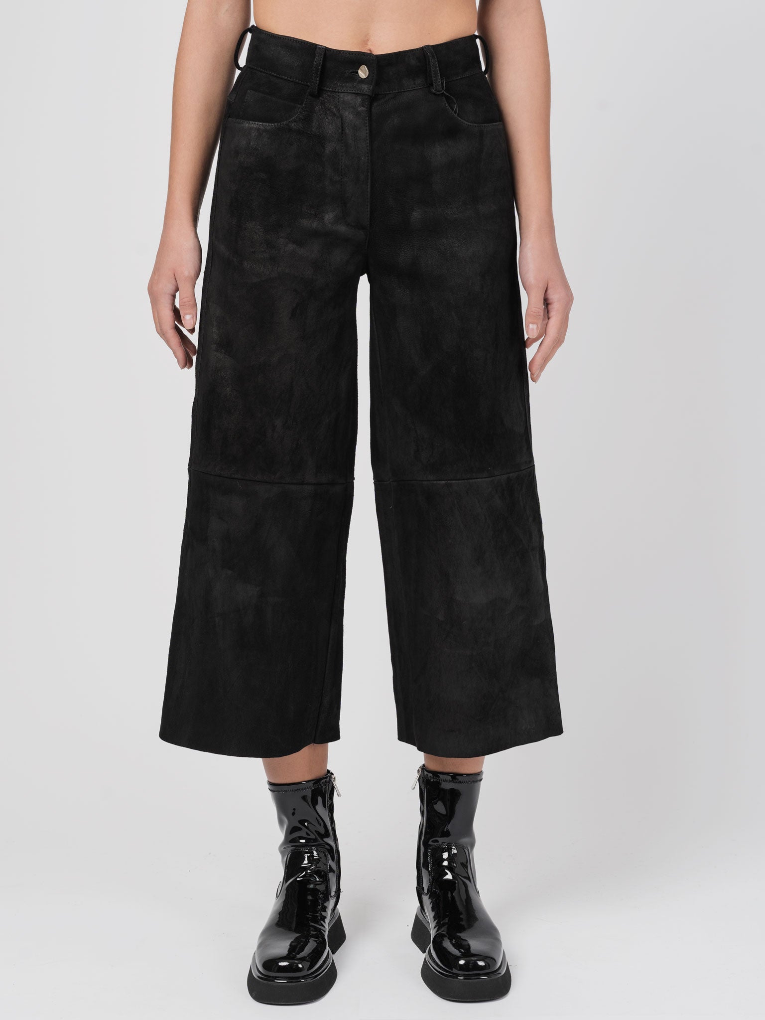 Cropped Wide - Leg Leather Pants - by DANIELE BASTA